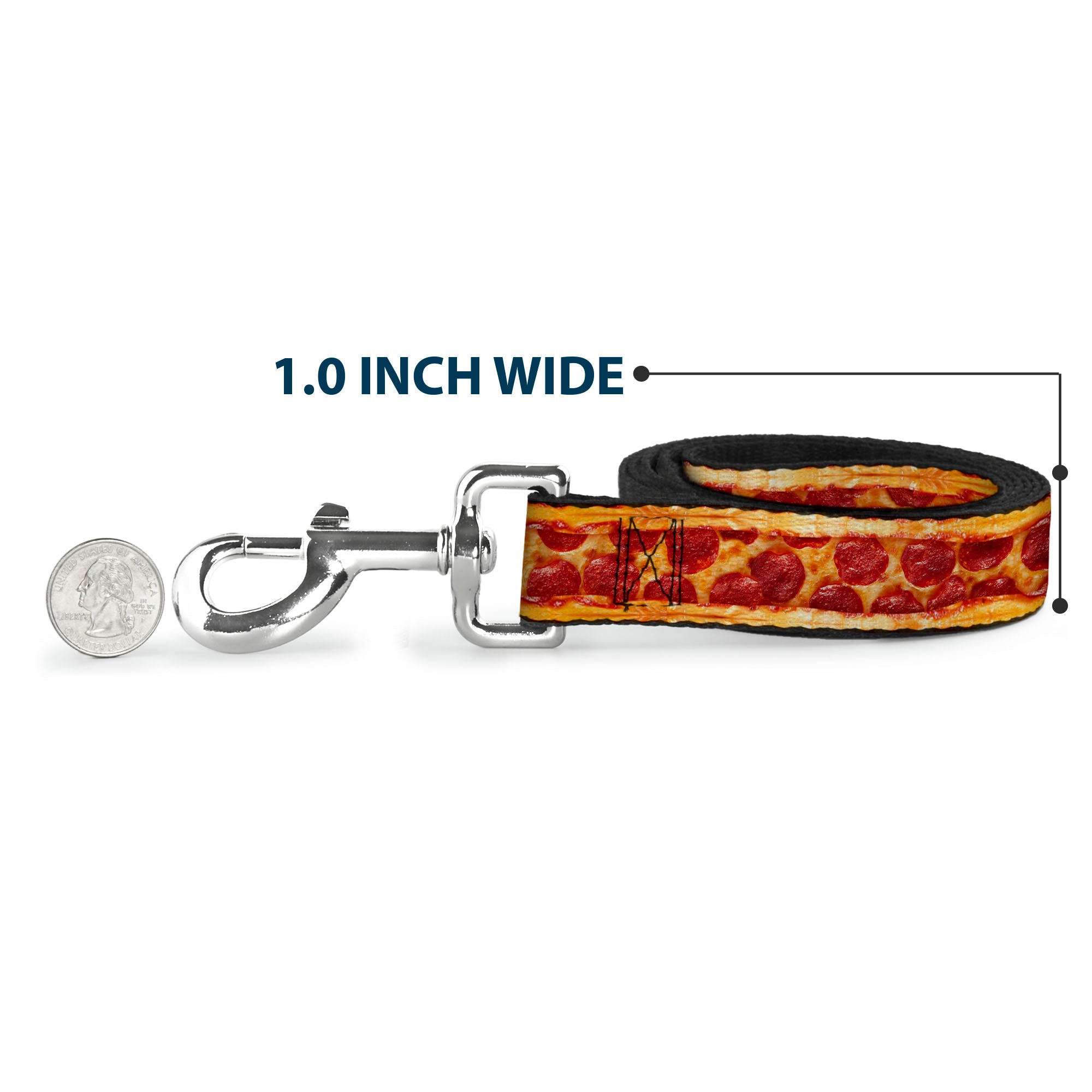Dog Leash - Pepperoni Pizza w/Crust Vivid Dog Leashes Buckle-Down