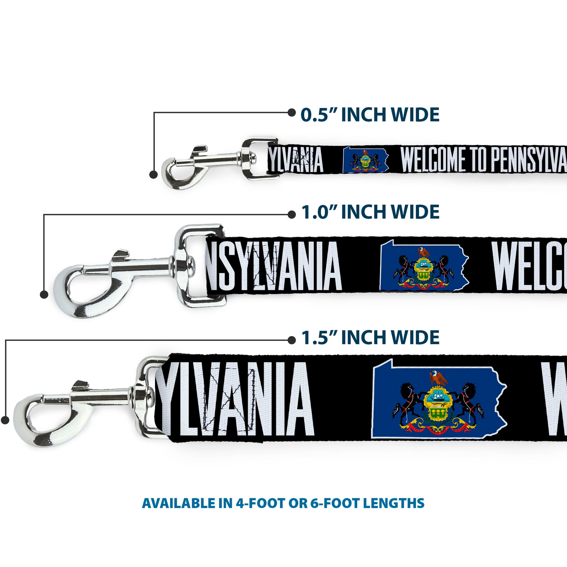 Dog Leash - Pennsylvania Flag Silhouette WELCOME TO PENNSYLVANIA Dog Leashes Buckle-Down