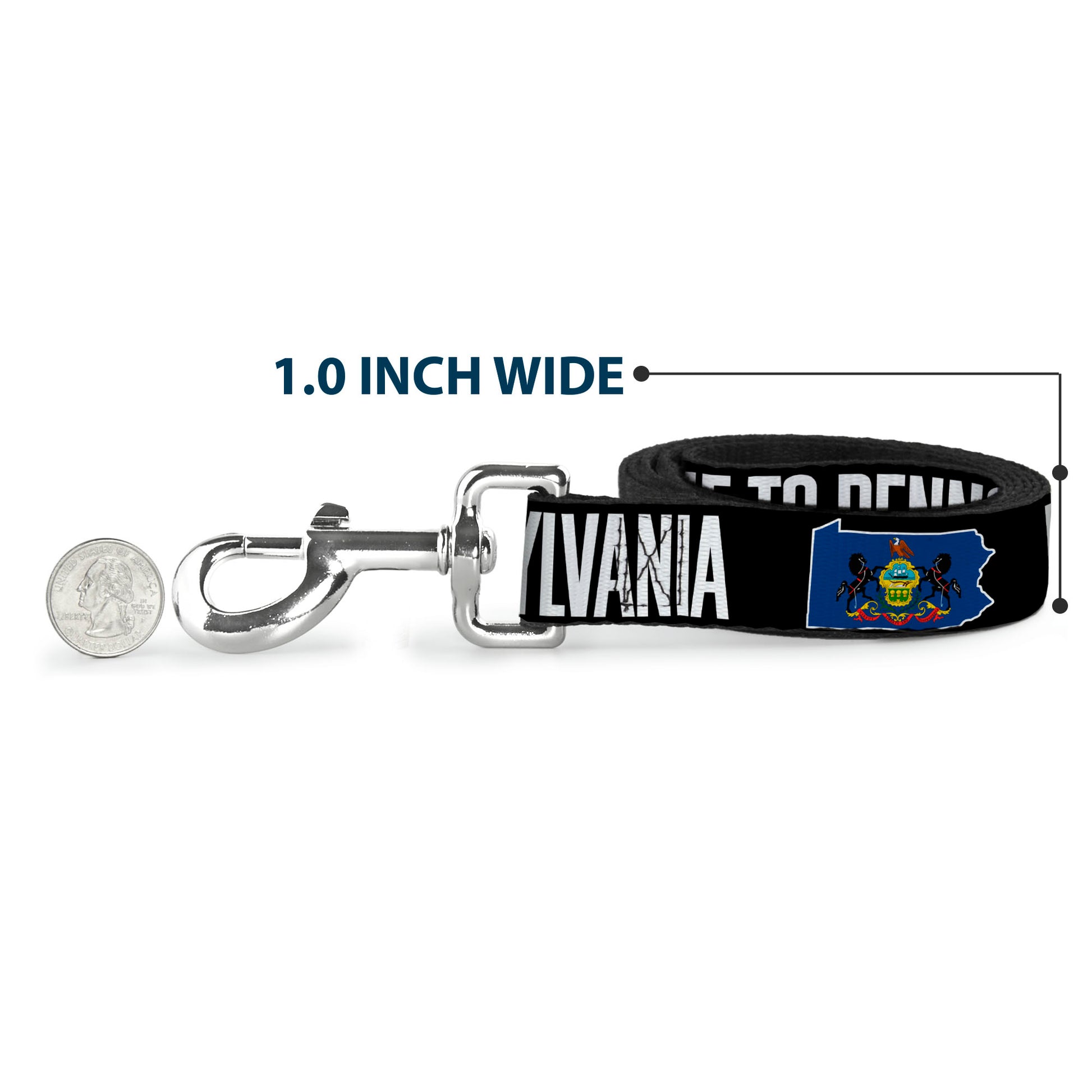 Dog Leash - Pennsylvania Flag Silhouette WELCOME TO PENNSYLVANIA Dog Leashes Buckle-Down