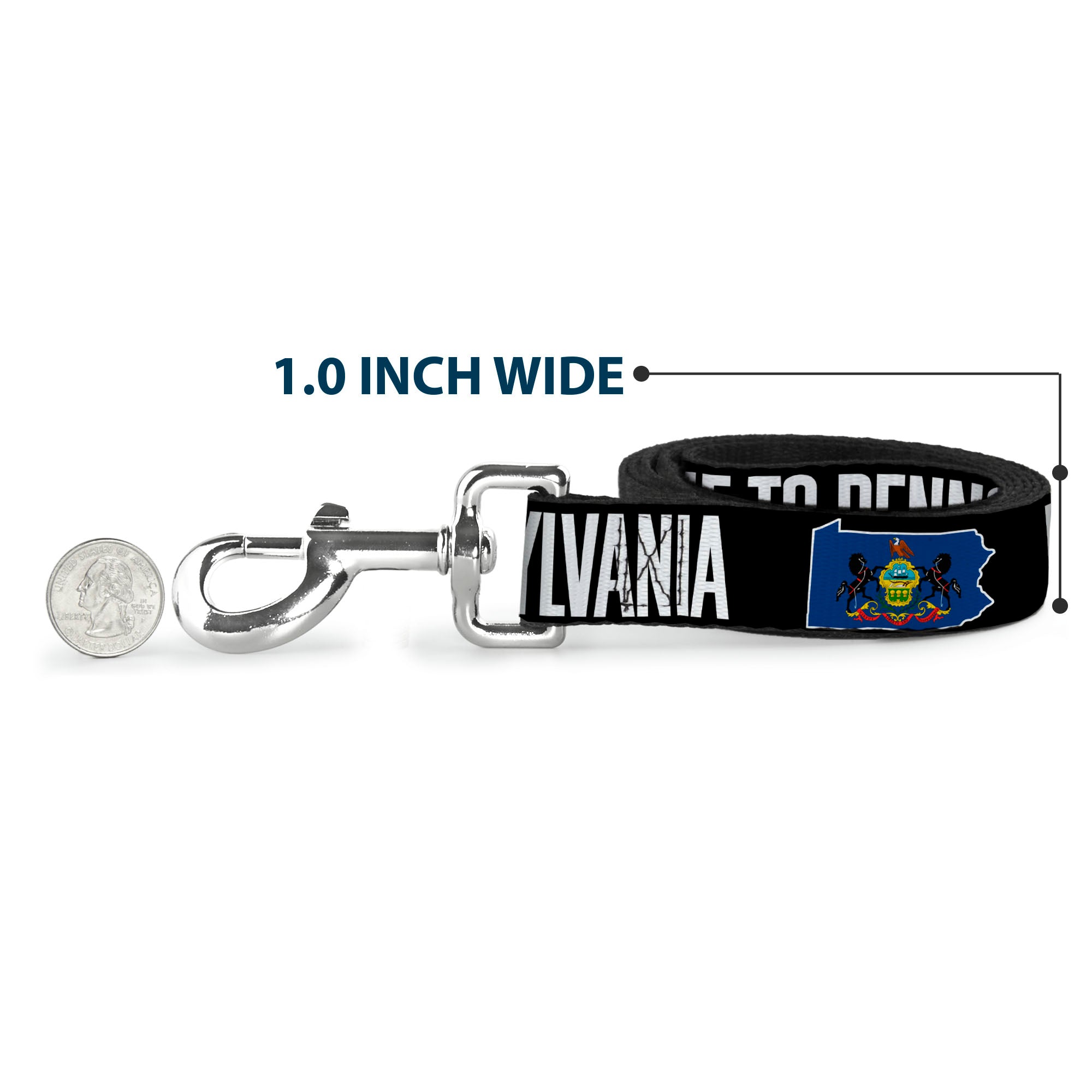Dog Leash - Pennsylvania Flag Silhouette WELCOME TO PENNSYLVANIA Dog Leashes Buckle-Down