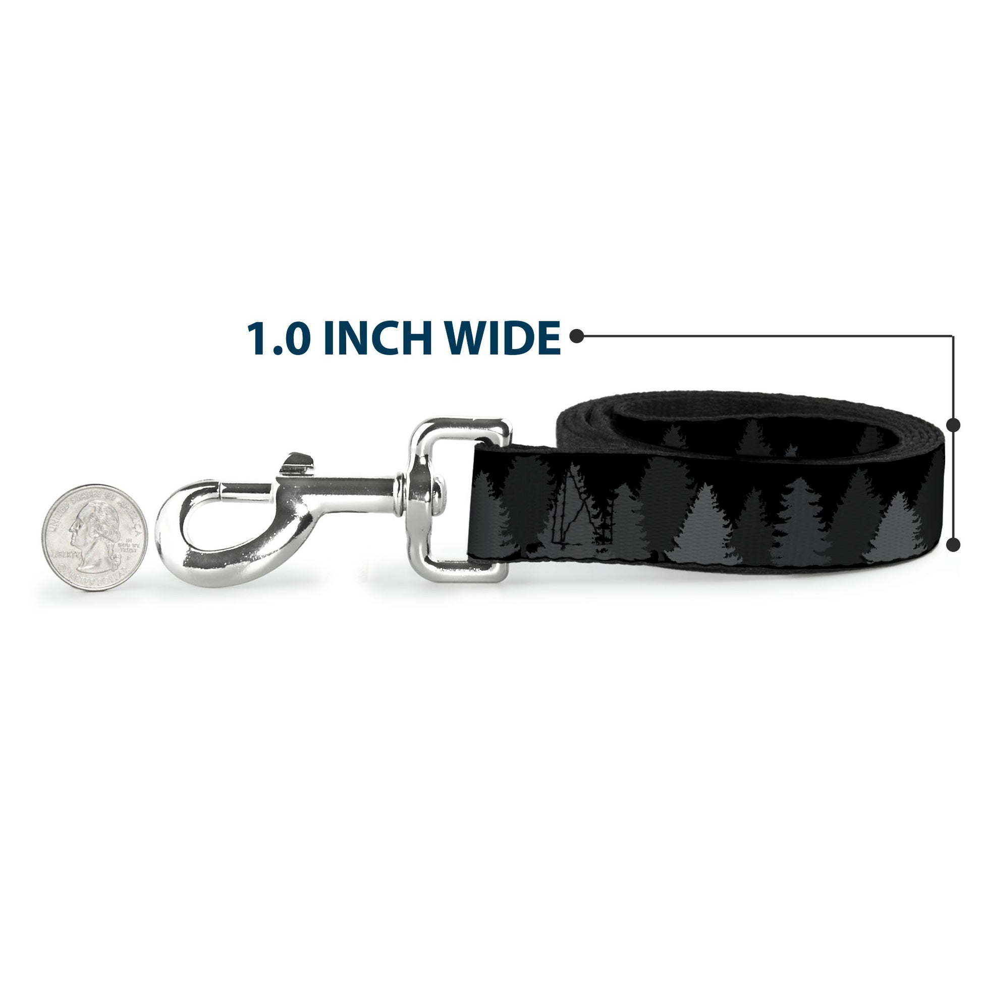 Dog Leash - Pine Tree Silhouettes Black/Grays Dog Leashes Buckle-Down