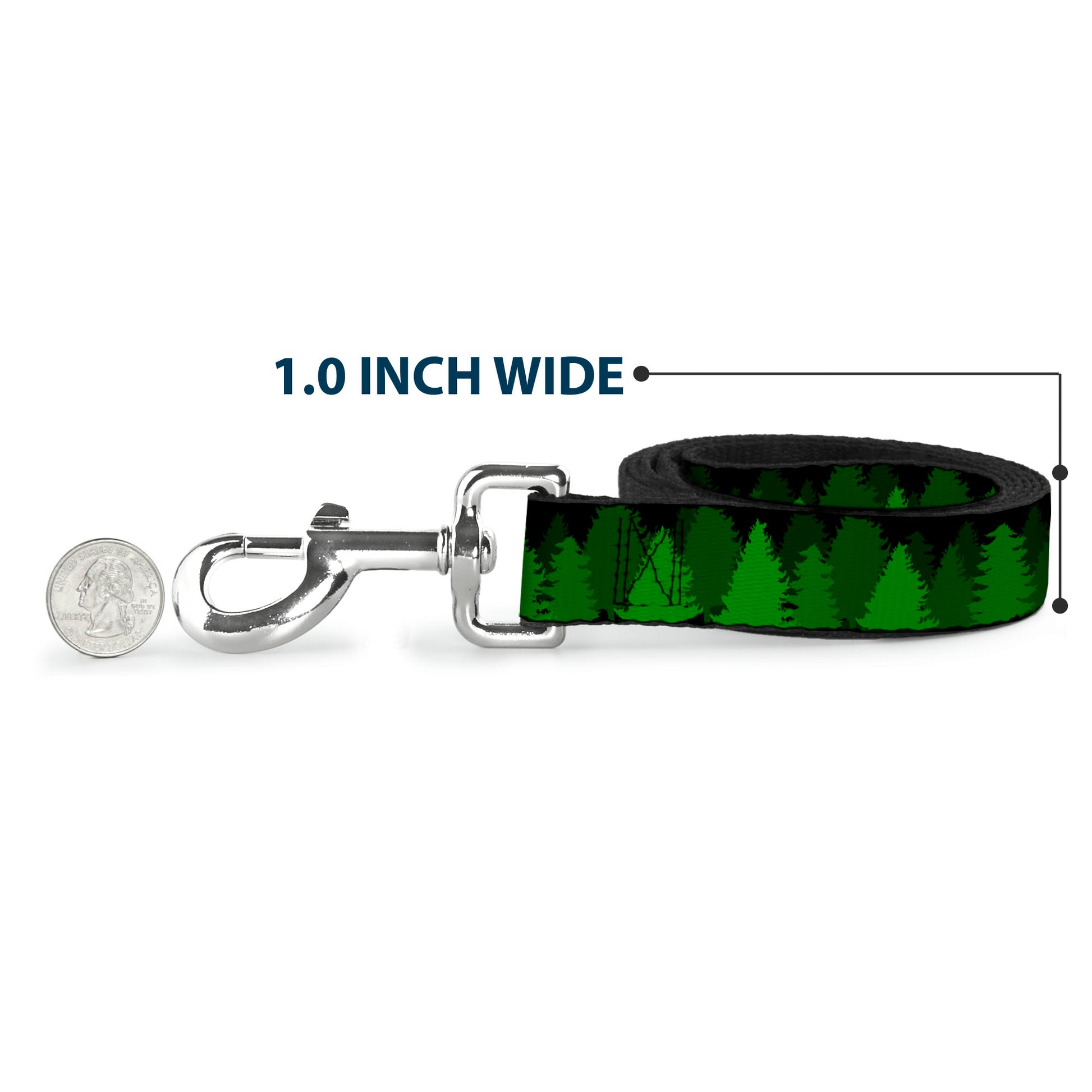 Dog Leash - Pine Tree Silhouettes Black/Greens Dog Leashes Buckle-Down