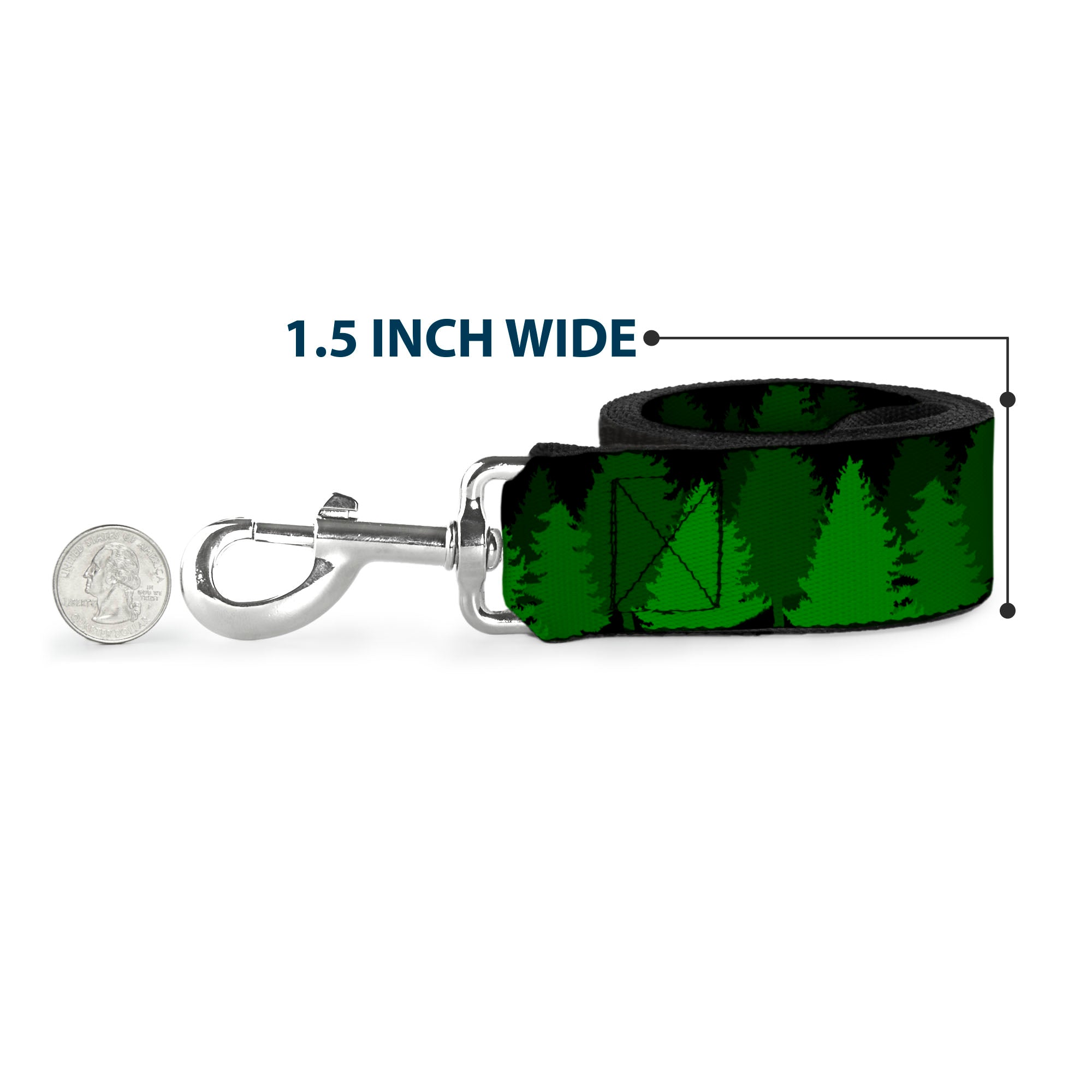 Dog Leash - Pine Tree Silhouettes Black/Greens Dog Leashes Buckle-Down