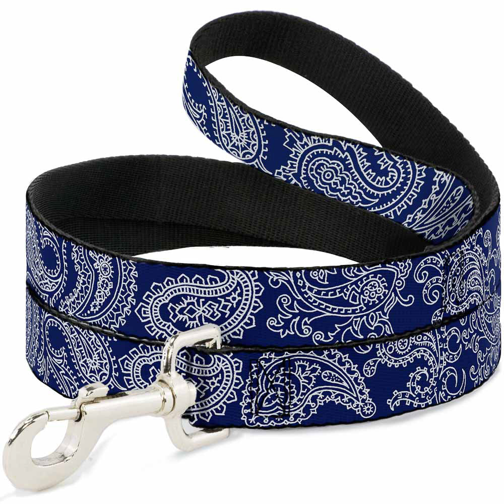 Dog Leash - Paisley Blue/White Dog Leashes Buckle-Down