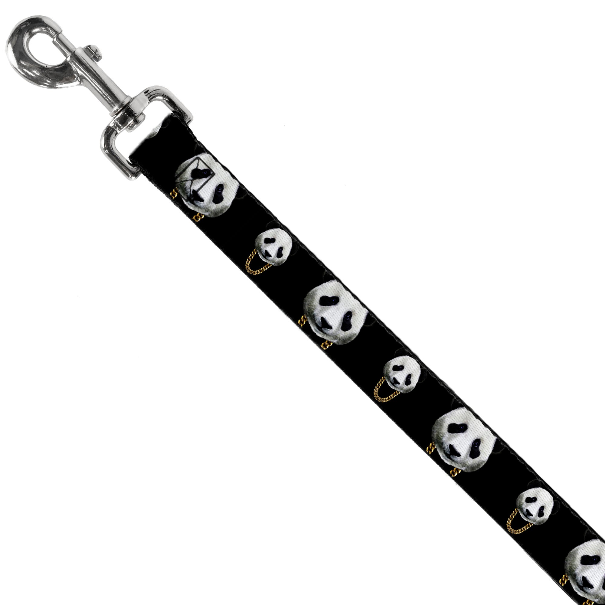 Dog Leash - Panda w/Gold Chain Black Dog Leashes Buckle-Down