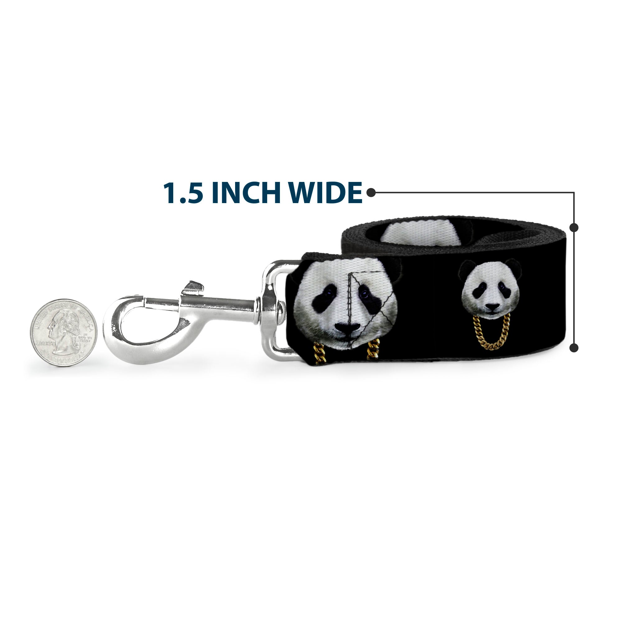 Dog Leash - Panda w/Gold Chain Black Dog Leashes Buckle-Down