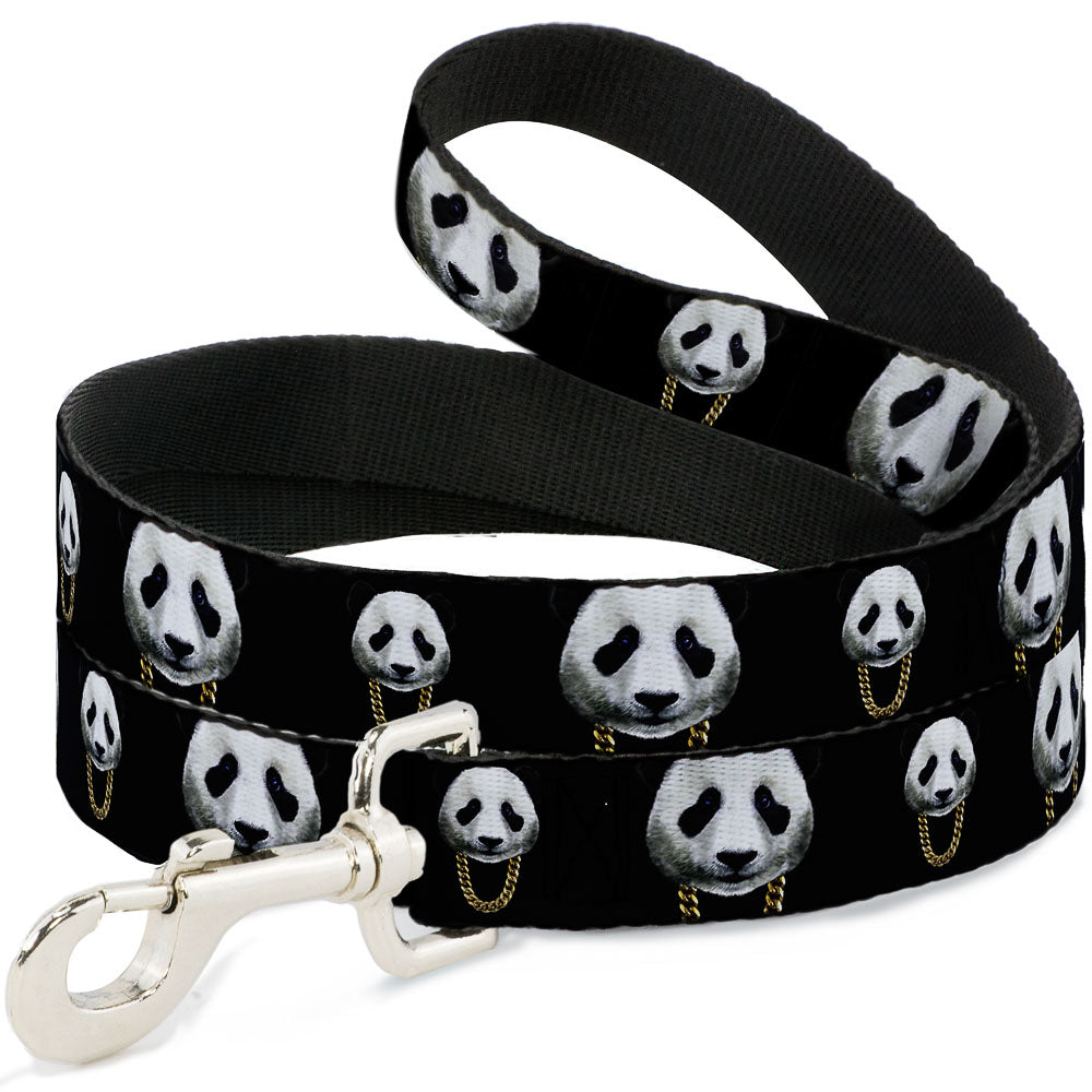Dog Leash - Panda w/Gold Chain Black Dog Leashes Buckle-Down