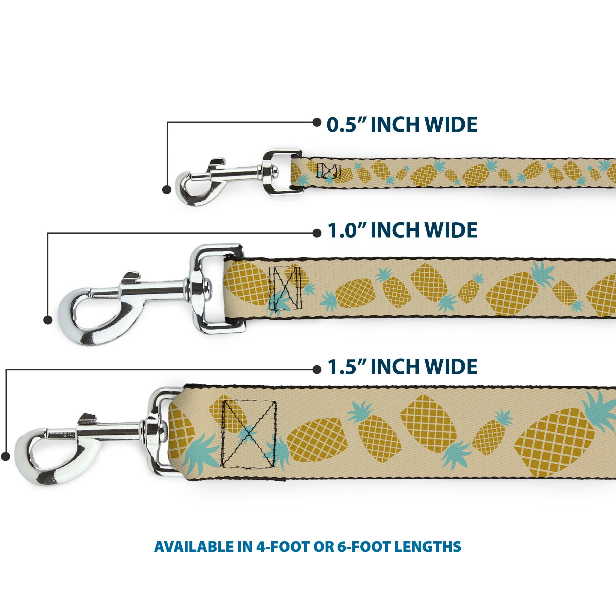 Dog Leash - Pineapples Rotating Tan Dog Leashes Buckle-Down