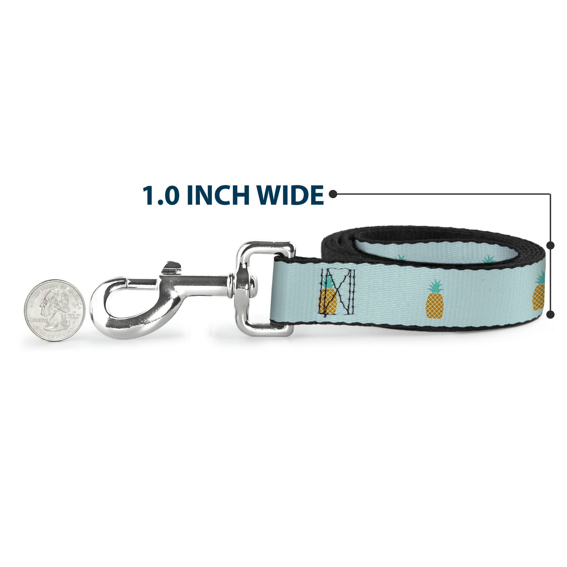 Dog Leash - Pineapple Repeat Aqua Blue Dog Leashes Buckle-Down