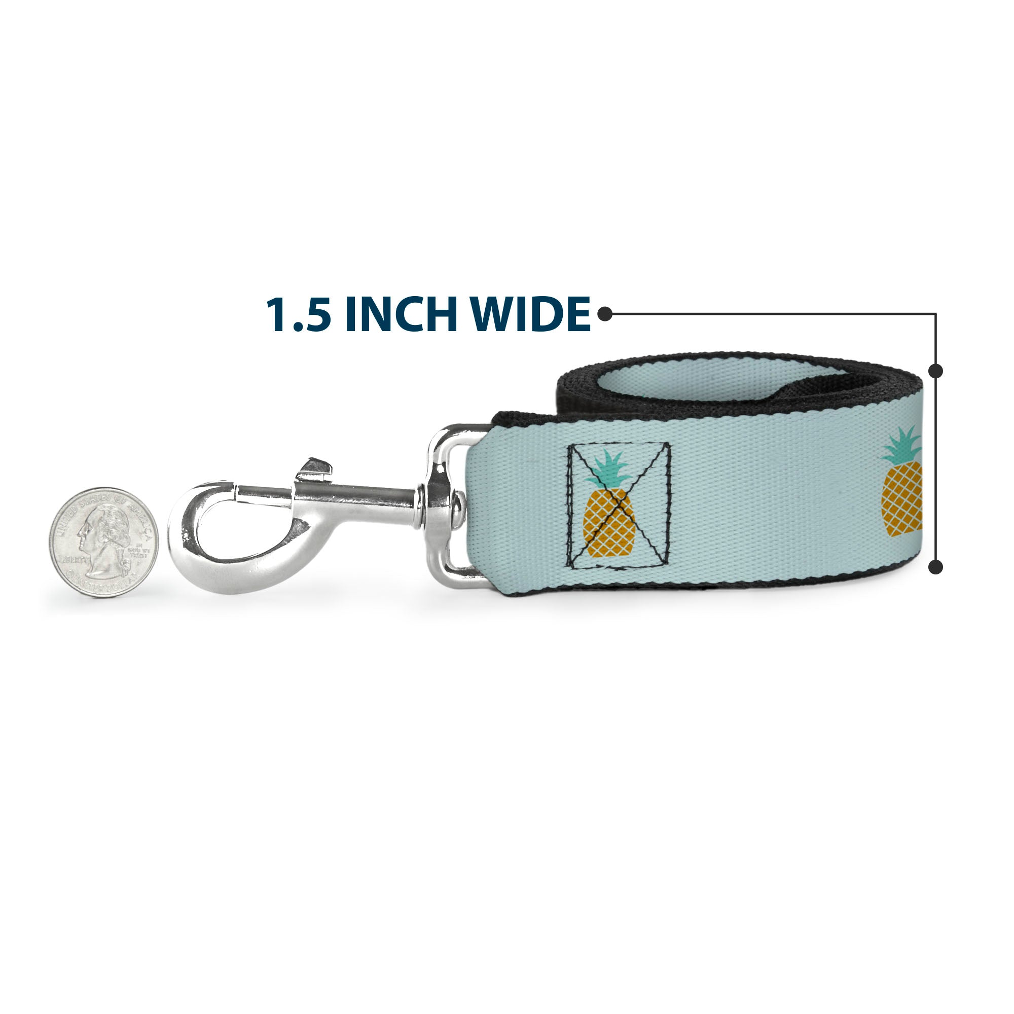 Dog Leash - Pineapple Repeat Aqua Blue Dog Leashes Buckle-Down