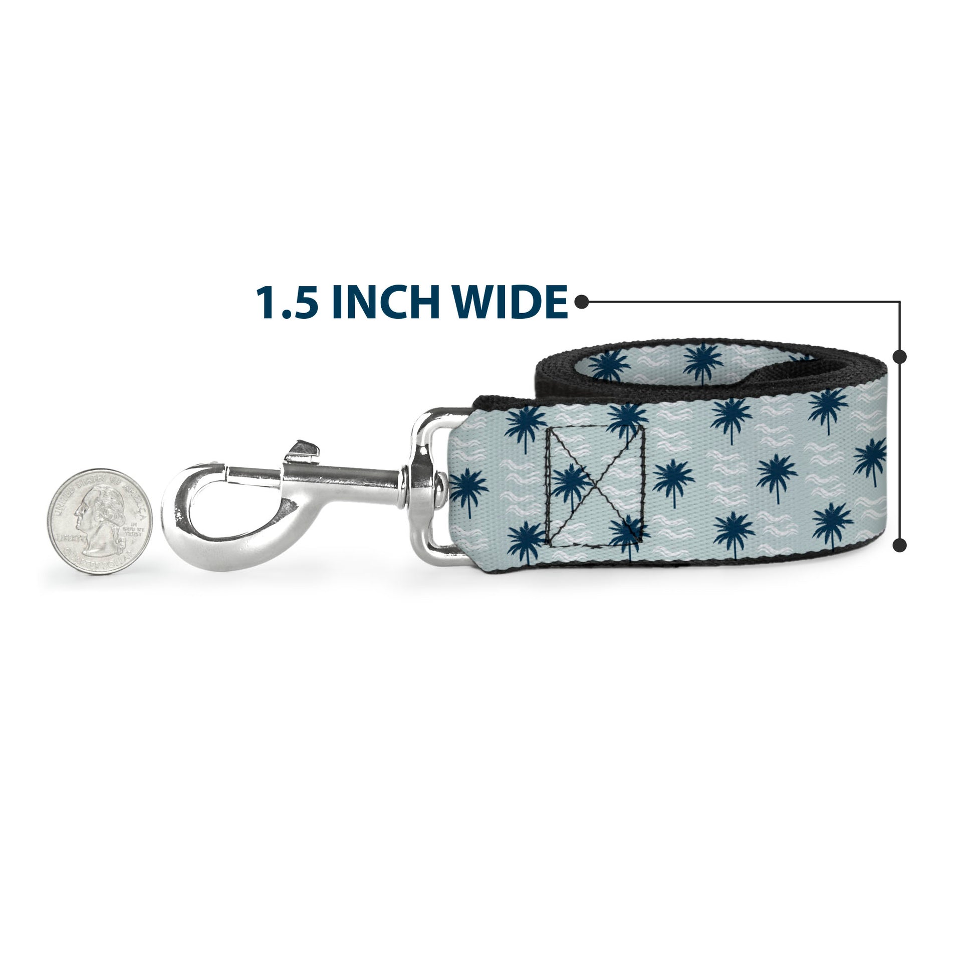 Dog Leash - Palm Trees & Waves Monogram Blues/White Dog Leashes Buckle-Down