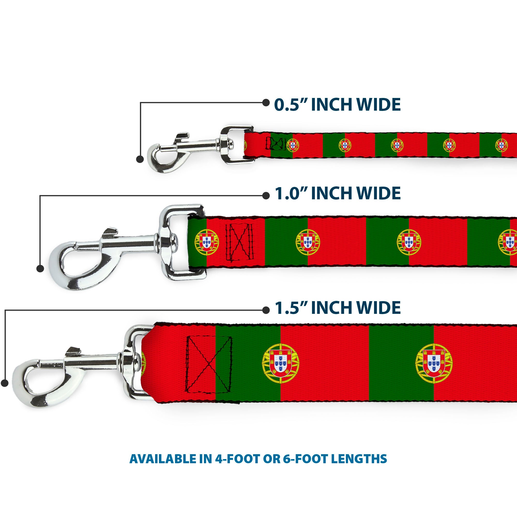 Dog Leash - Portugal Flag Green/Red Dog Leashes Buckle-Down