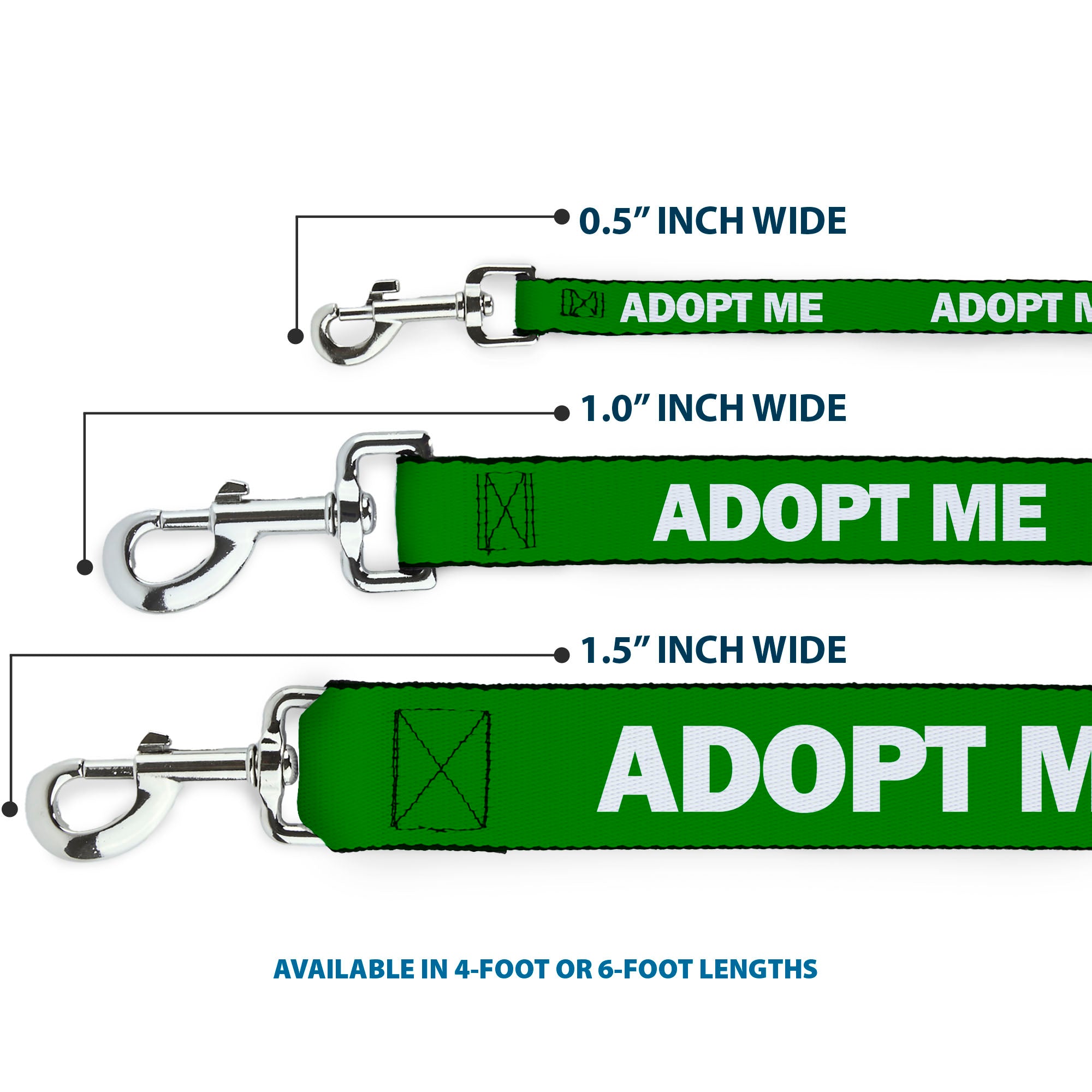 Dog Leash - Pet Quote ADOPT ME Green/White Dog Leashes Buckle-Down
