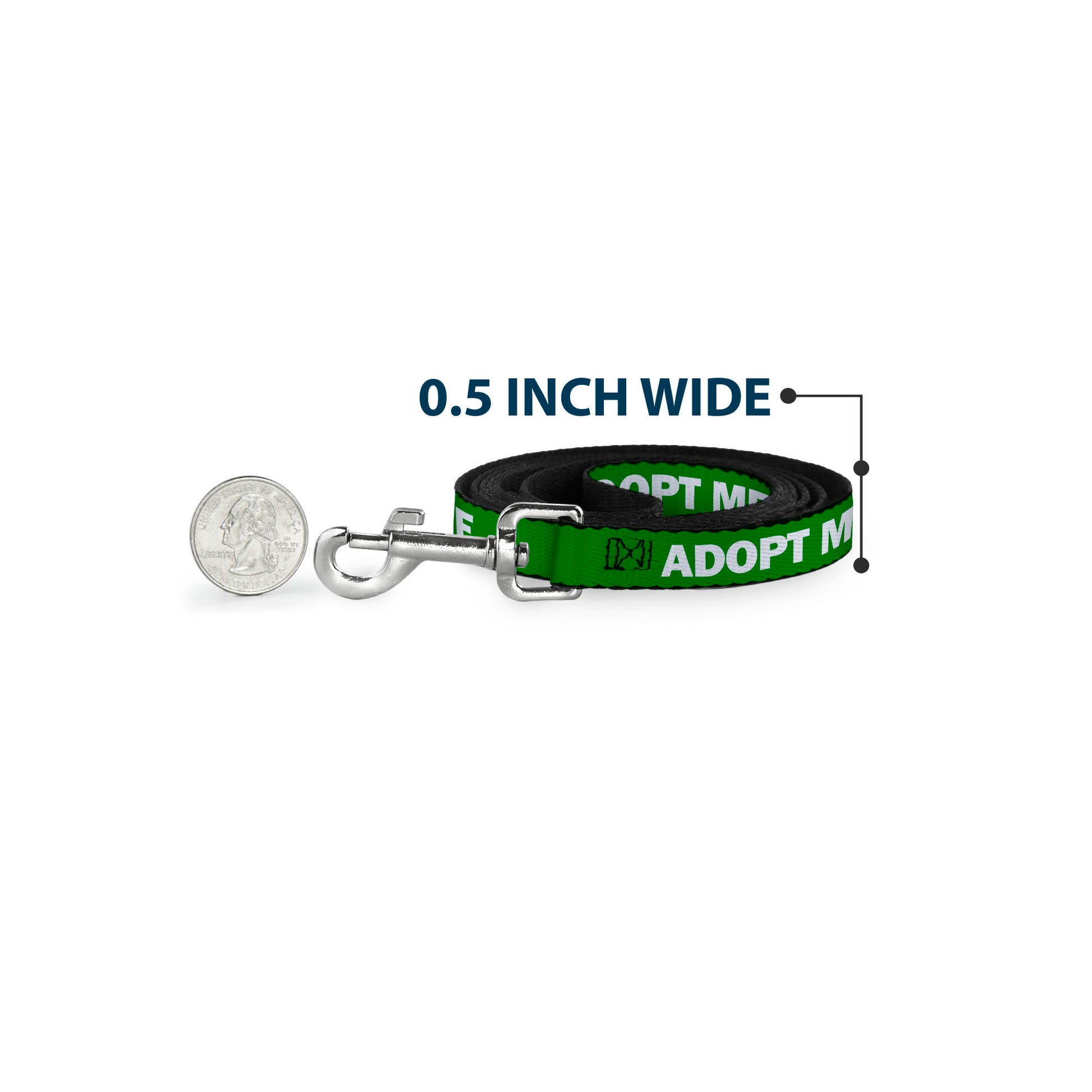 Dog Leash - Pet Quote ADOPT ME Green/White Dog Leashes Buckle-Down