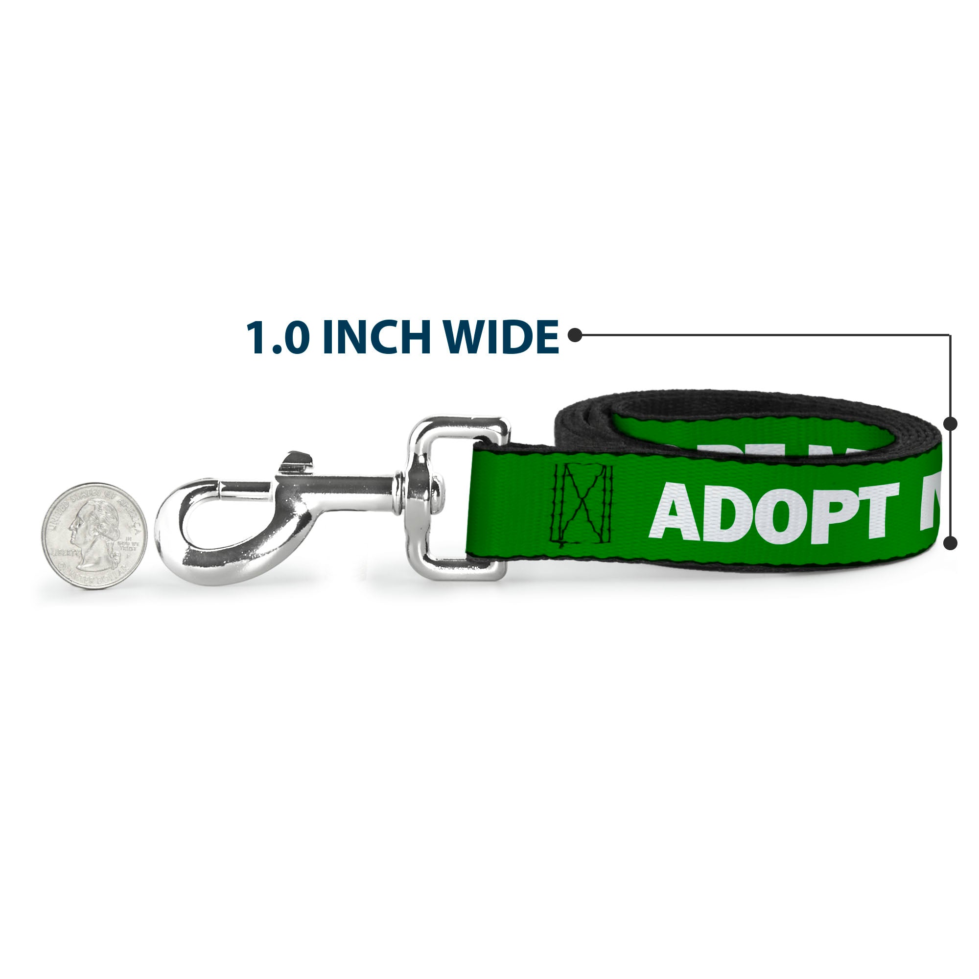 Dog Leash - Pet Quote ADOPT ME Green/White Dog Leashes Buckle-Down