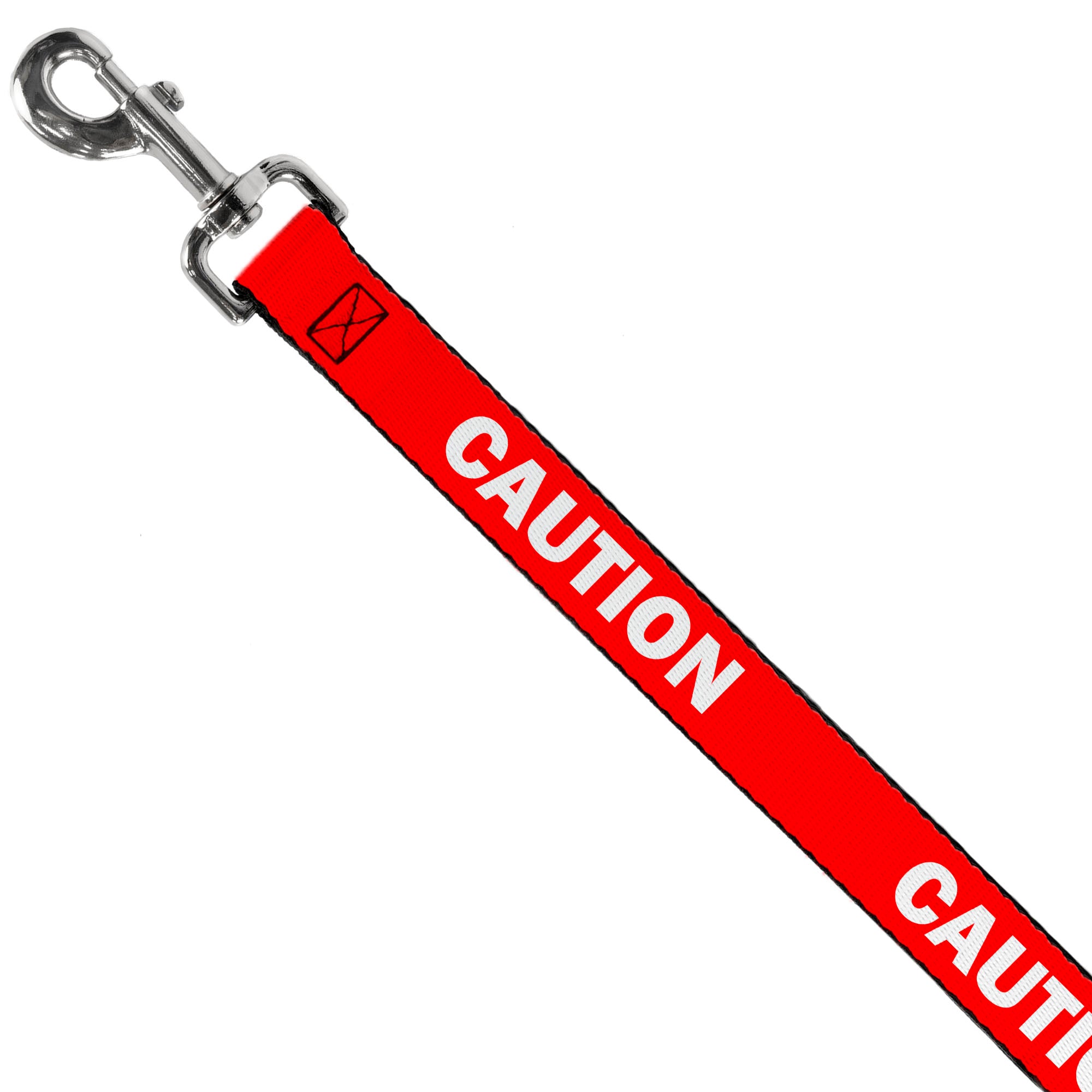 Dog Leash - Pet Quote CAUTION Red/White Dog Leashes Buckle-Down