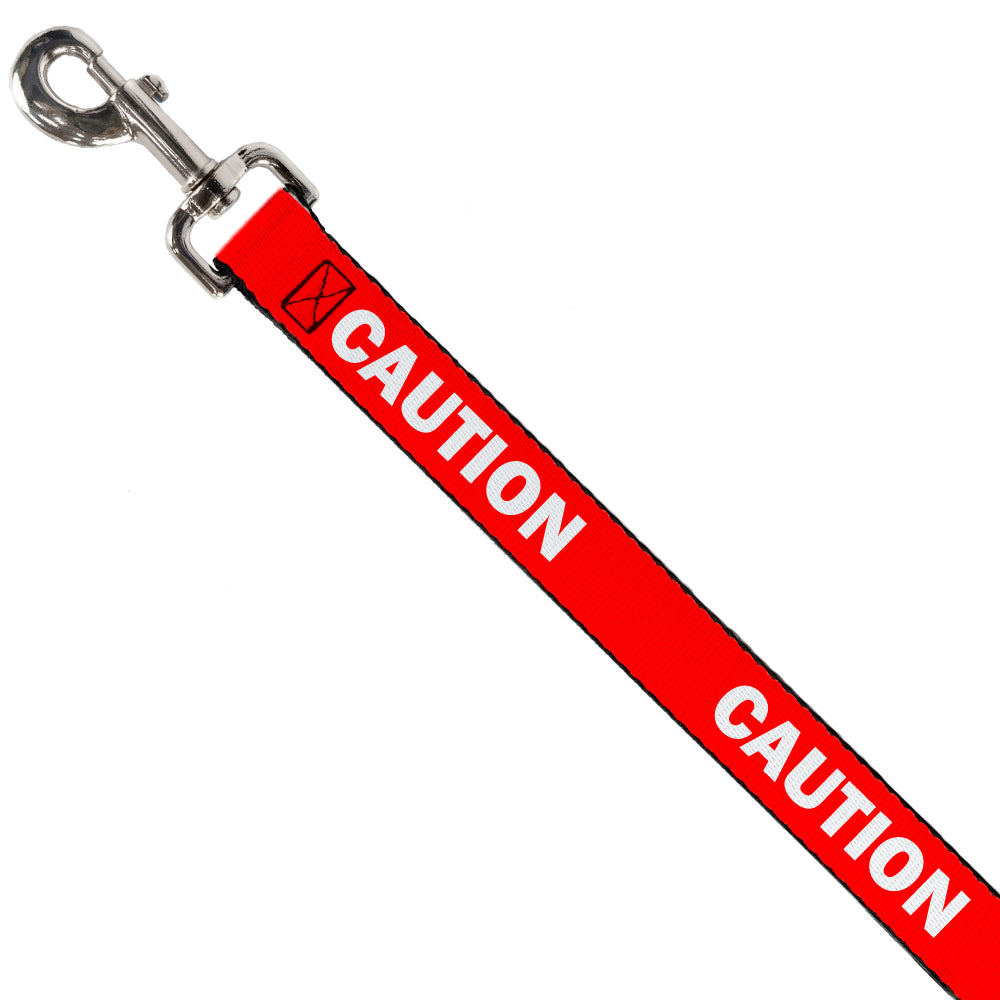 Dog Leash - Pet Quote CAUTION Red/White Dog Leashes Buckle-Down