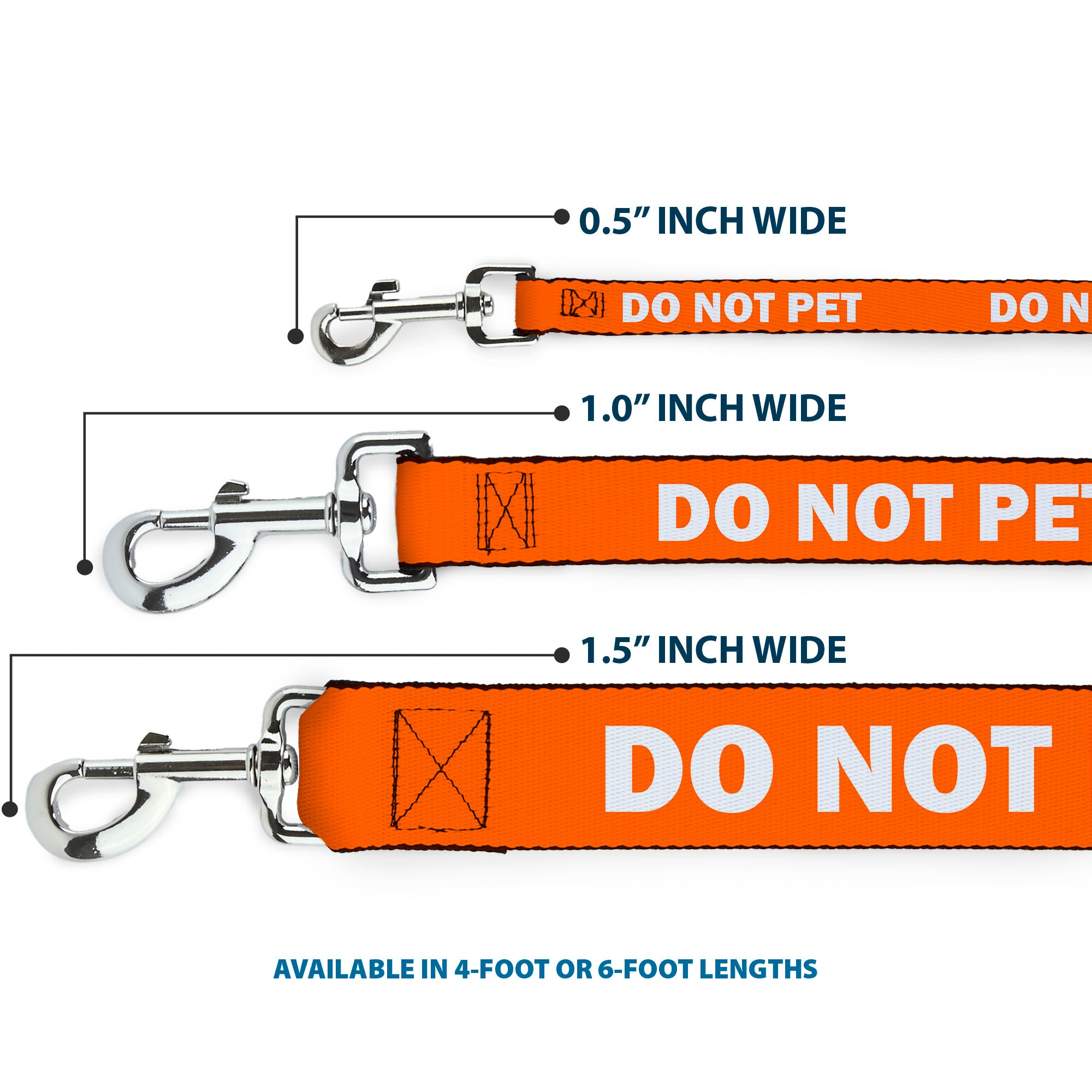 Dog Leash - Pet Quote DO NOT PET Orange/White Dog Leashes Buckle-Down