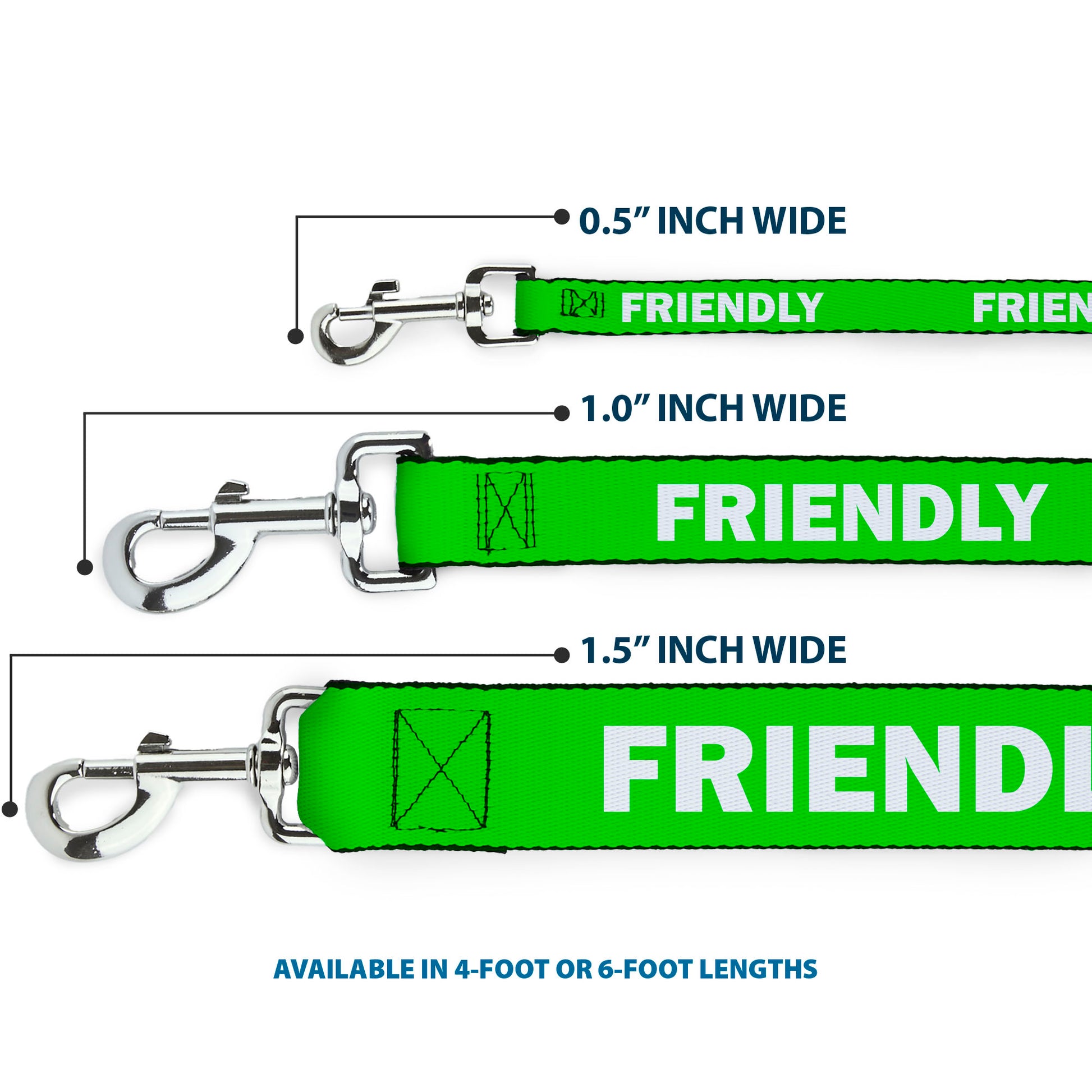 Dog Leash - Pet Quote FRIENDLY Green/White Dog Leashes Buckle-Down