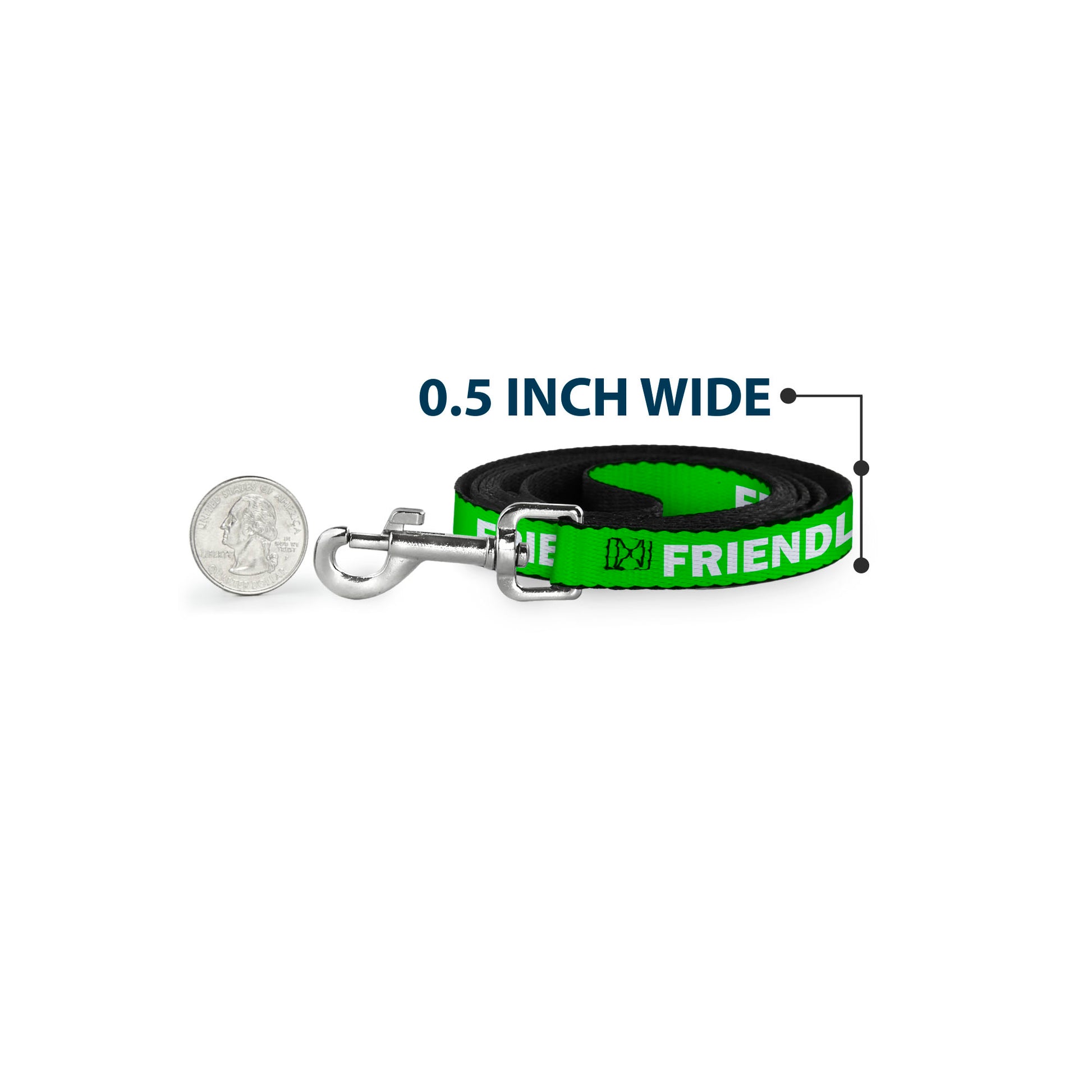 Dog Leash - Pet Quote FRIENDLY Green/White Dog Leashes Buckle-Down