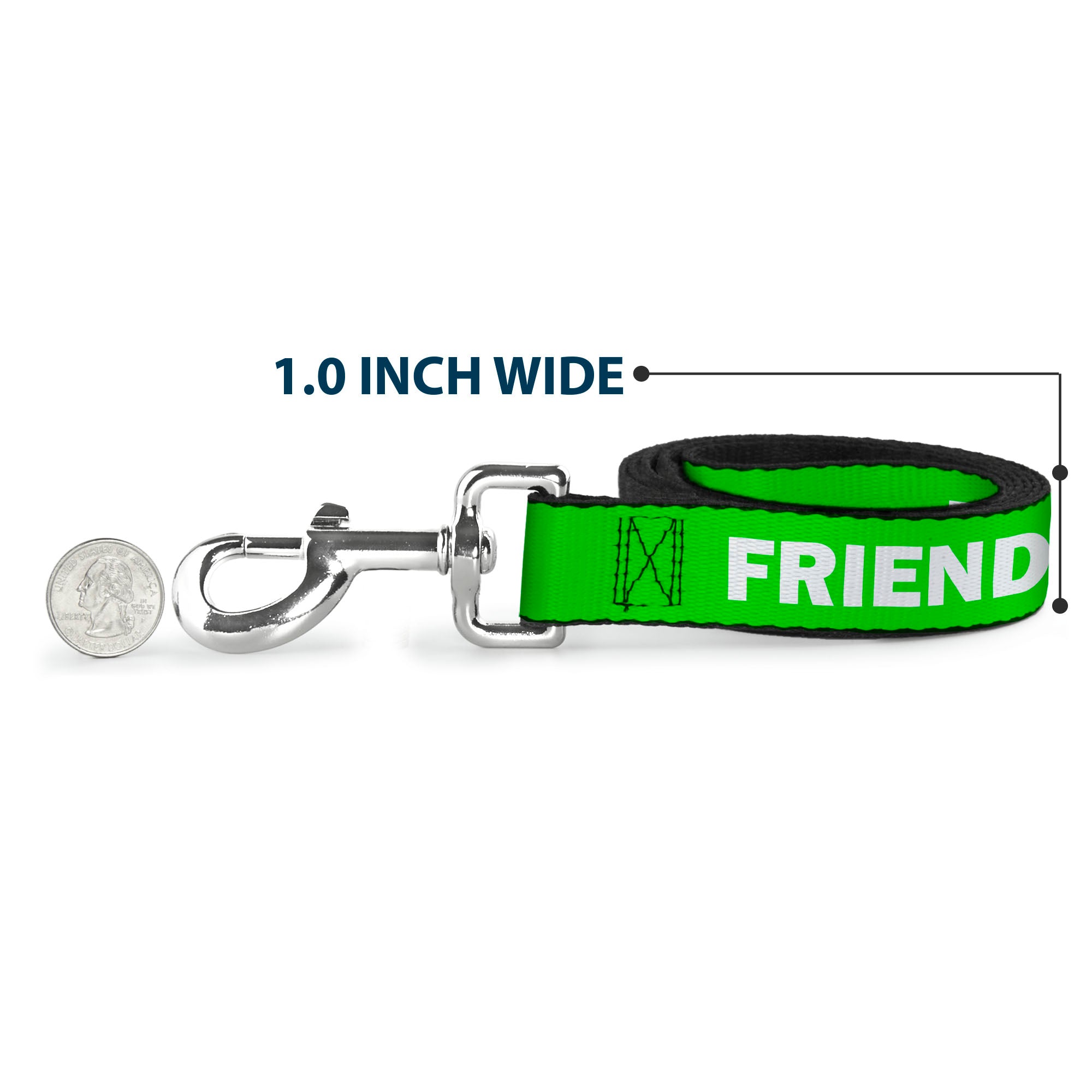 Dog Leash - Pet Quote FRIENDLY Green/White Dog Leashes Buckle-Down