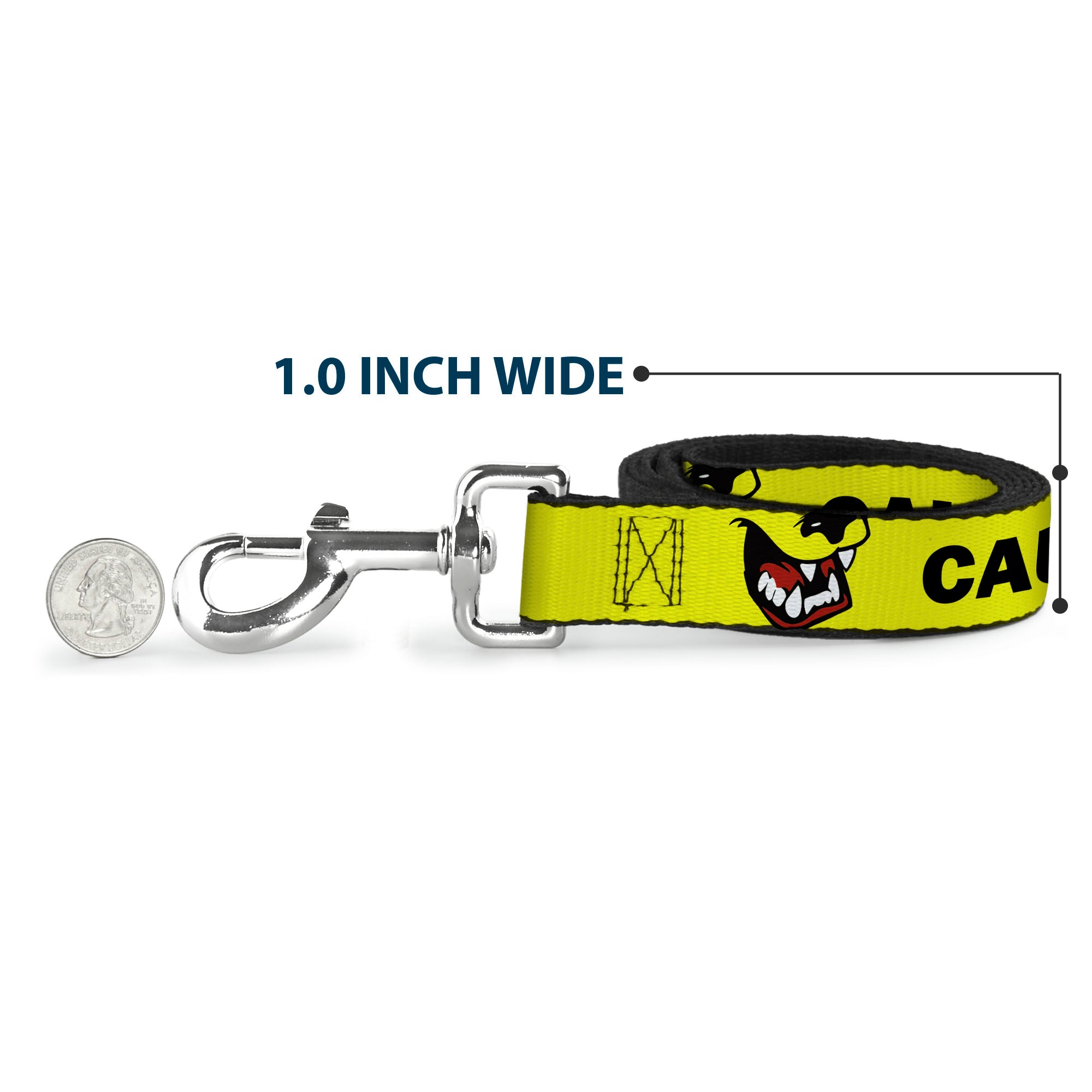Dog Leash - Pet Quote CAUTION I BITE/Dog Growl Yellow/Black Dog Leashes Buckle-Down