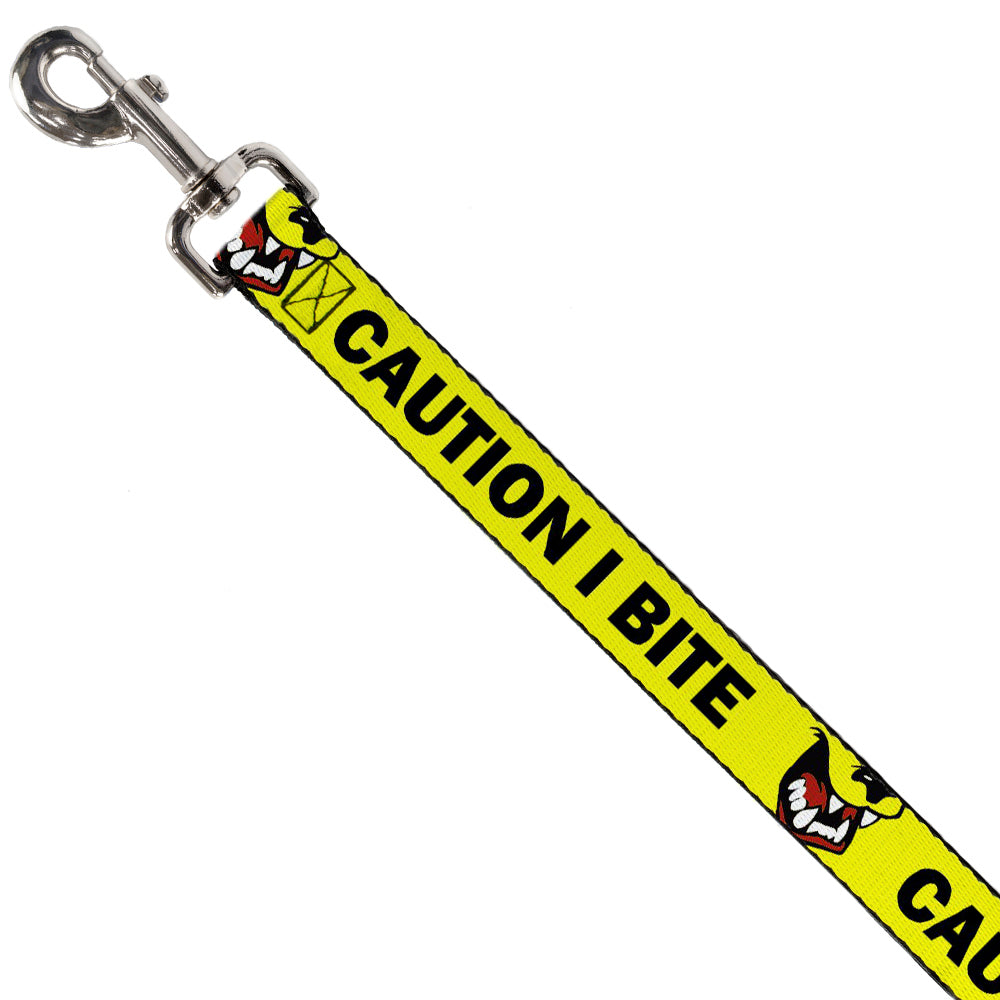 Dog Leash - Pet Quote CAUTION I BITE/Dog Growl Yellow/Black Dog Leashes Buckle-Down