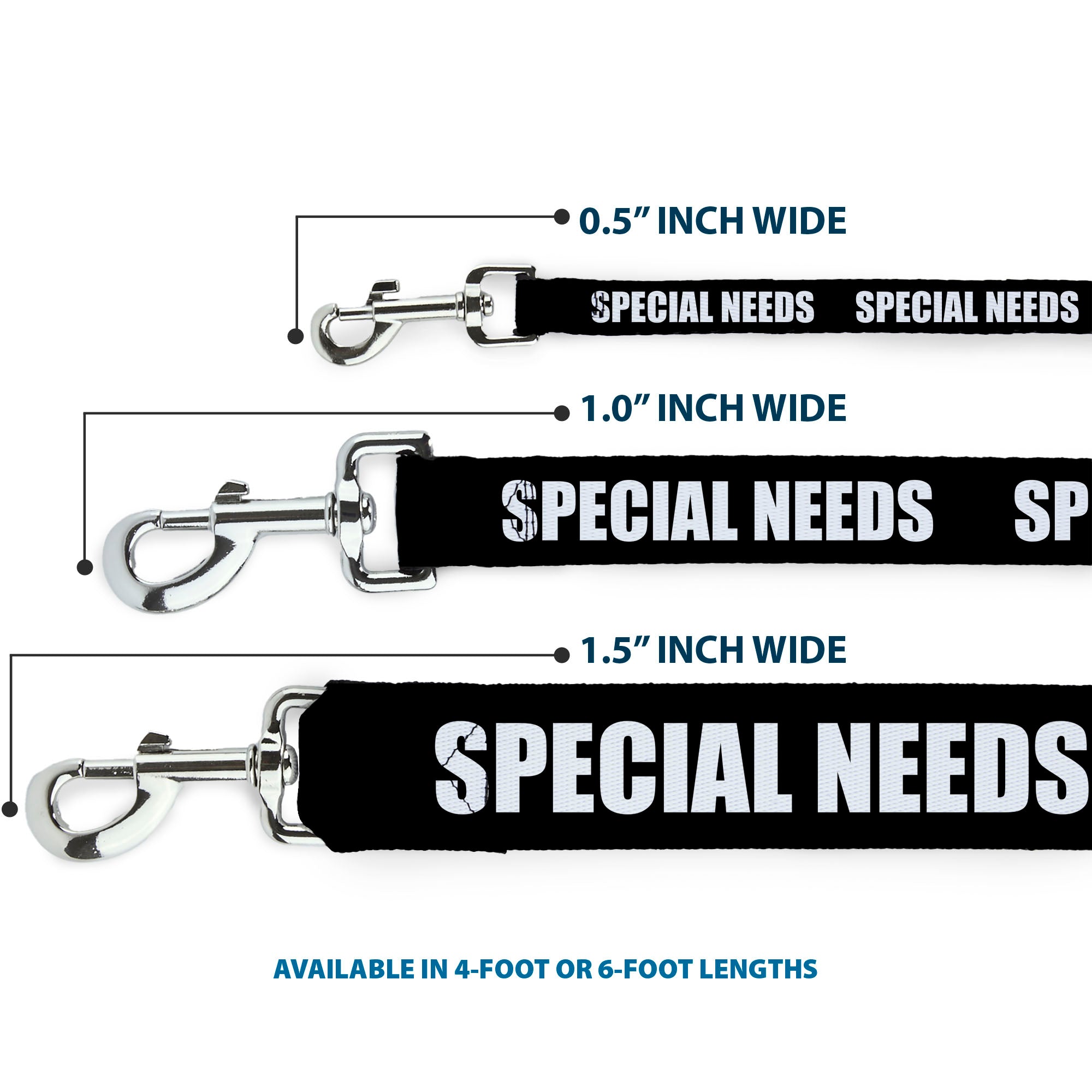 Dog Leash - Pet Quote SPECIAL NEEDS Black/White