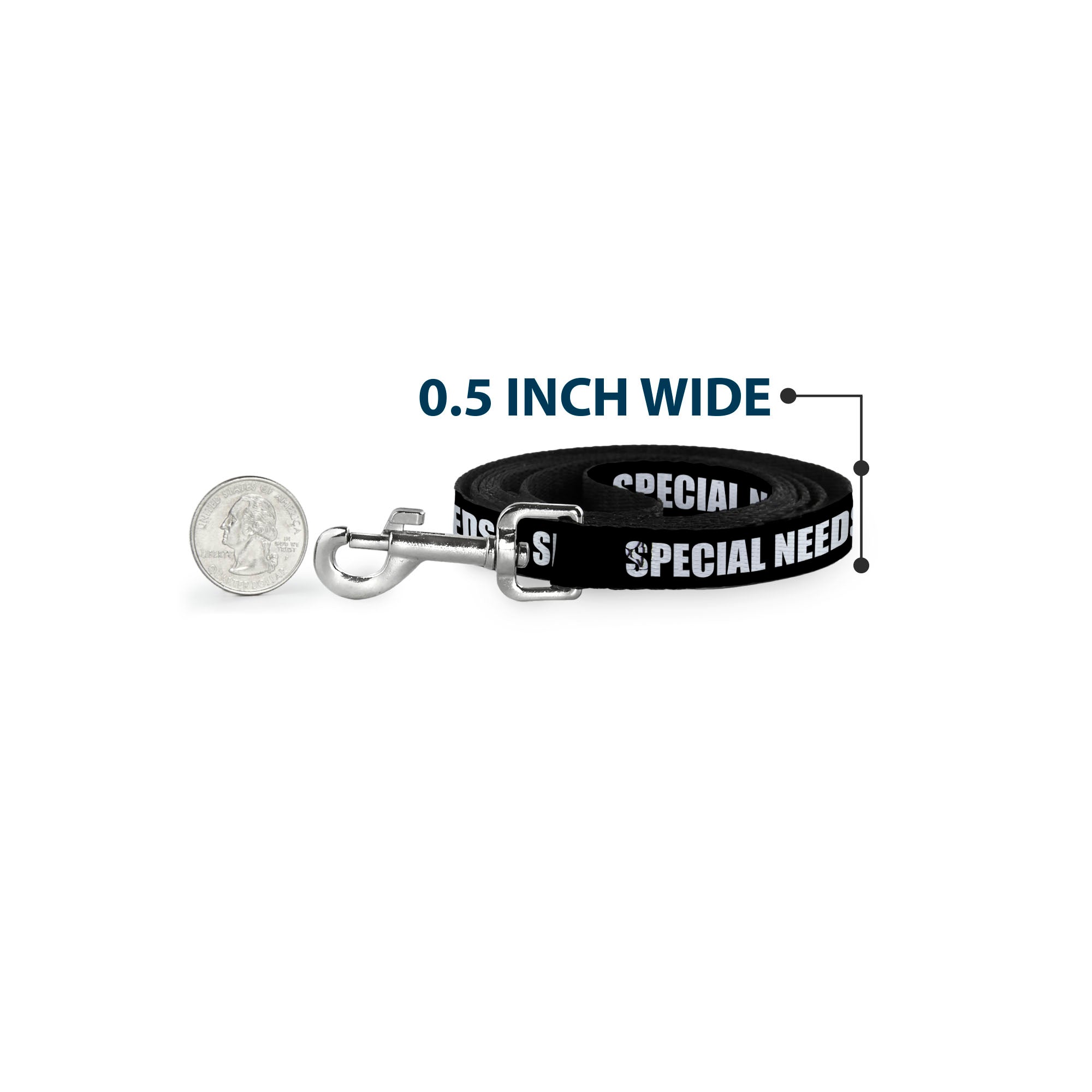 Dog Leash - Pet Quote SPECIAL NEEDS Black/White