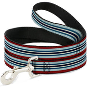 Dog Leash - Stripes Red/Blues/White Dog Leashes Buckle-Down