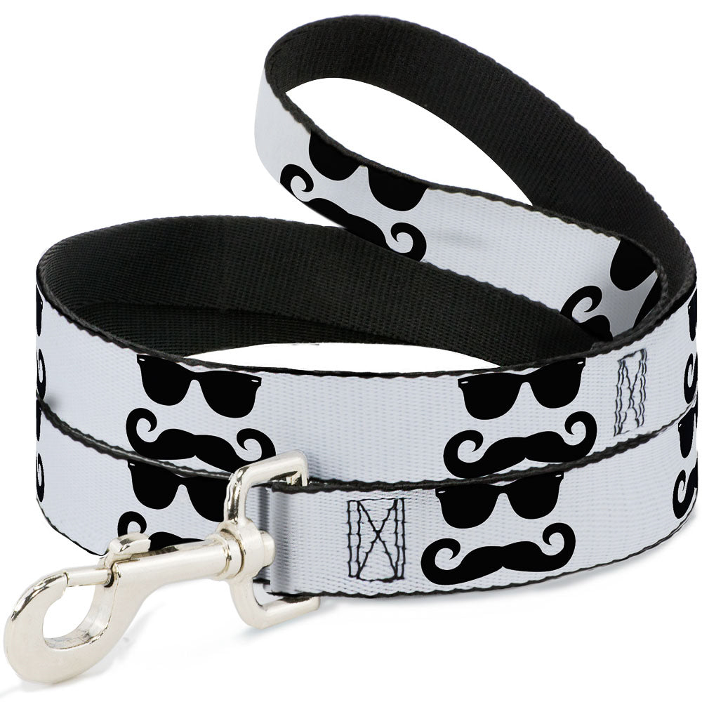 Dog Leash - Sunglasses & Mustache White/Black Dog Leashes Buckle-Down