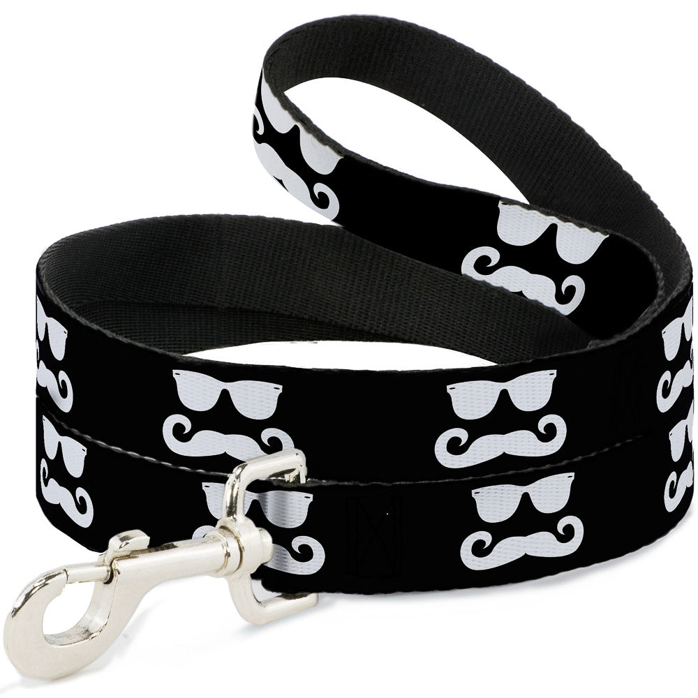 Dog Leash - Sunglasses & Mustache Black/White Dog Leashes Buckle-Down