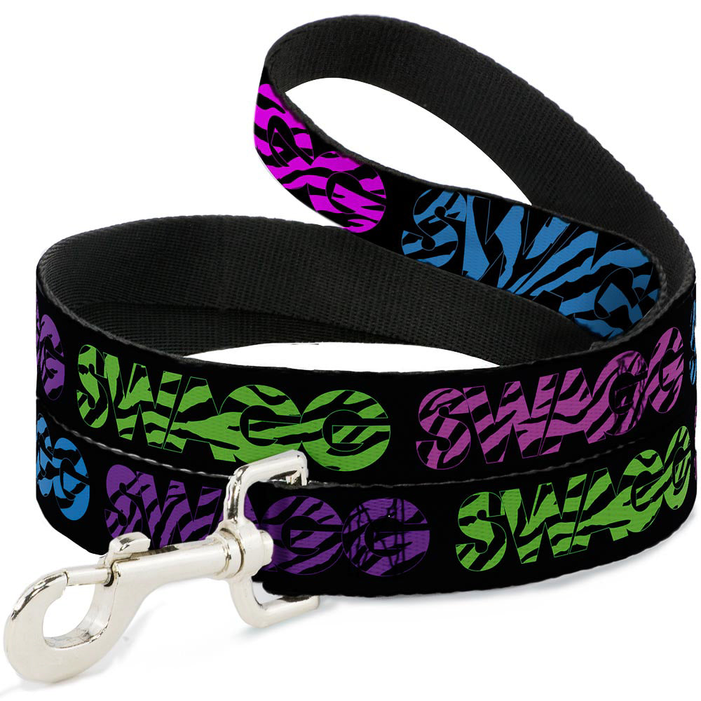 Dog Leash - SWAGG Black/Zebra Multi Neon Dog Leashes Buckle-Down