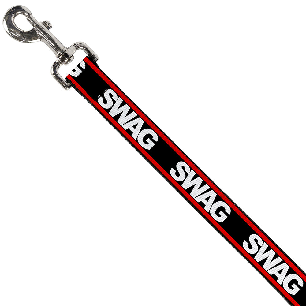 Dog Leash - SWAGG Black/White/Red Stripe Dog Leashes Buckle-Down