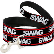 Dog Leash - SWAGG Black/White/Red Stripe Dog Leashes Buckle-Down