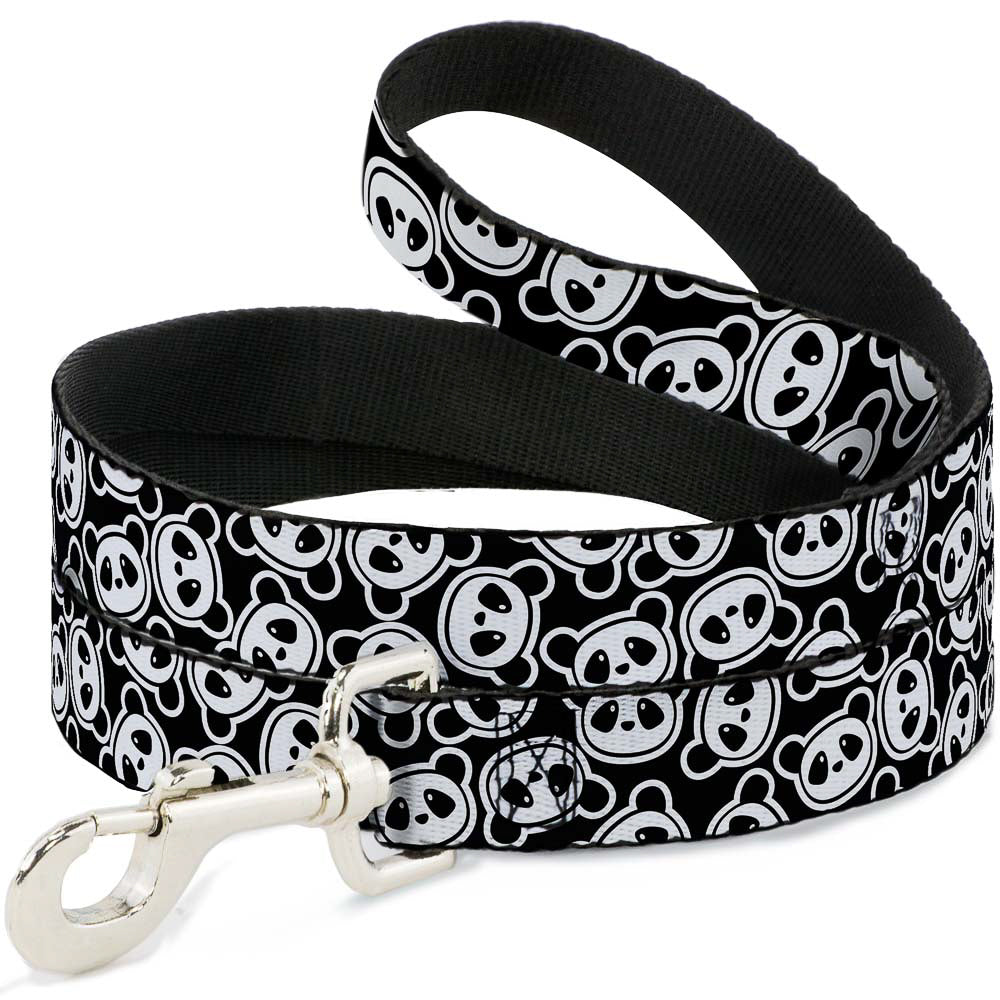Dog Leash - Scattered Panda Bear Cartoon2 Black/White Dog Leashes Buckle-Down