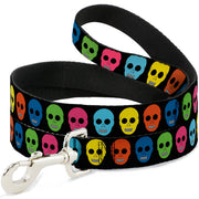 Dog Leash - Skulls Black/Multi Color Dog Leashes Buckle-Down