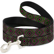 Dog Leash - Square Lines Black/Greens/Pinks Dog Leashes Buckle-Down