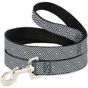 Dog Leash - Square Lines White/Black Dog Leashes Buckle-Down