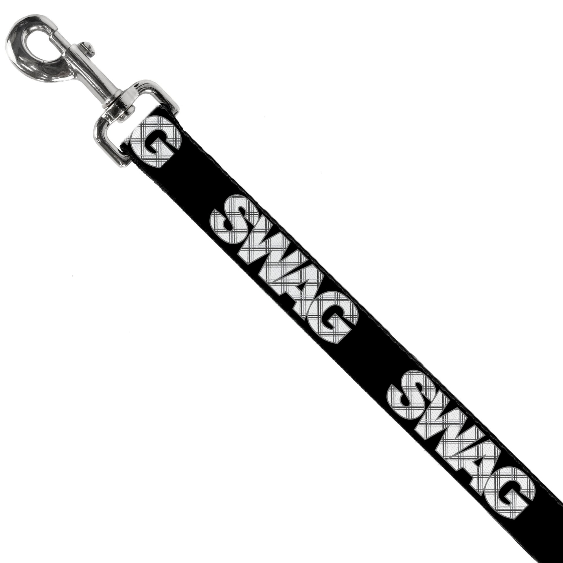 Dog Leash - SWAG Black/Plaid X White/Gray Dog Leashes Buckle-Down