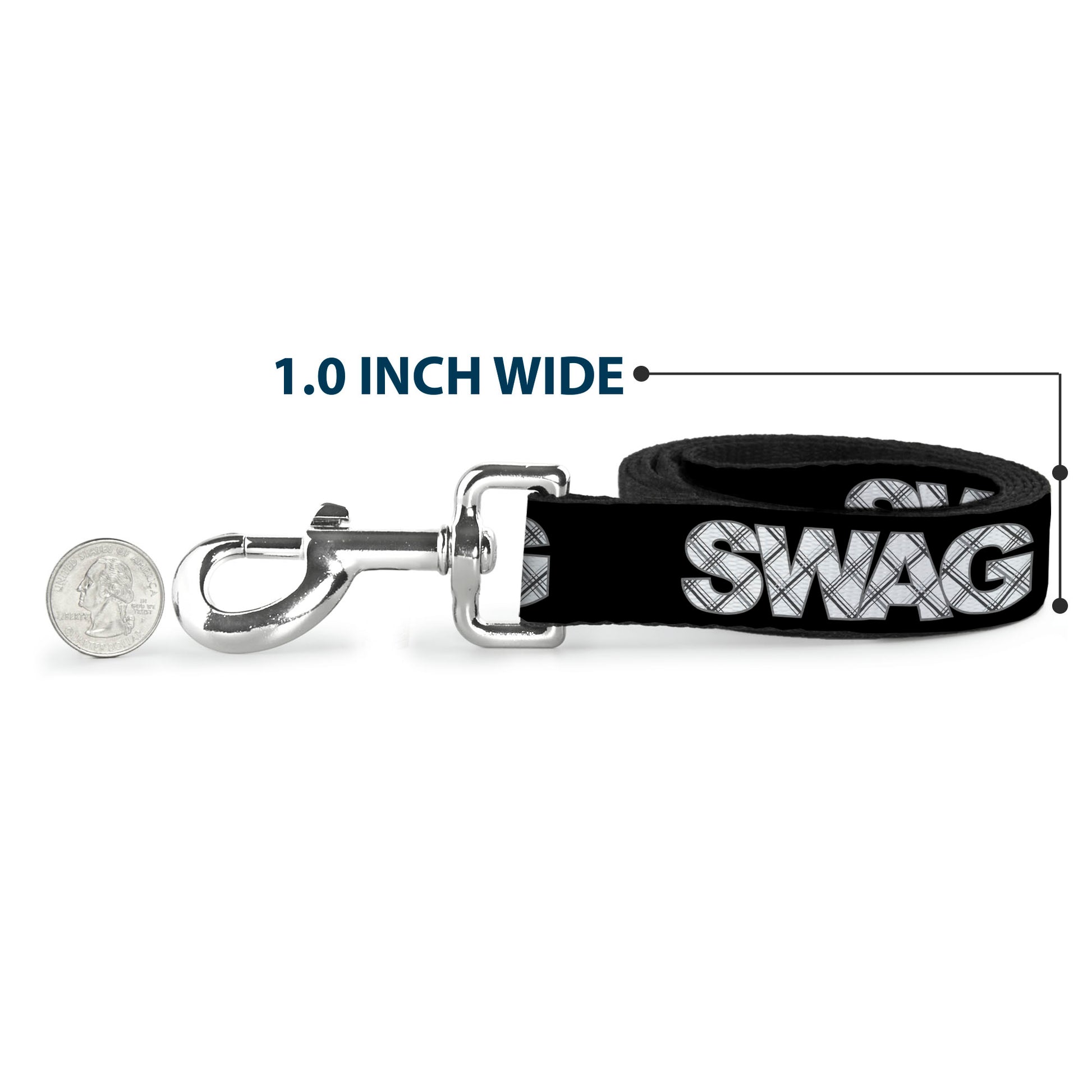 Dog Leash - SWAG Black/Plaid X White/Gray Dog Leashes Buckle-Down
