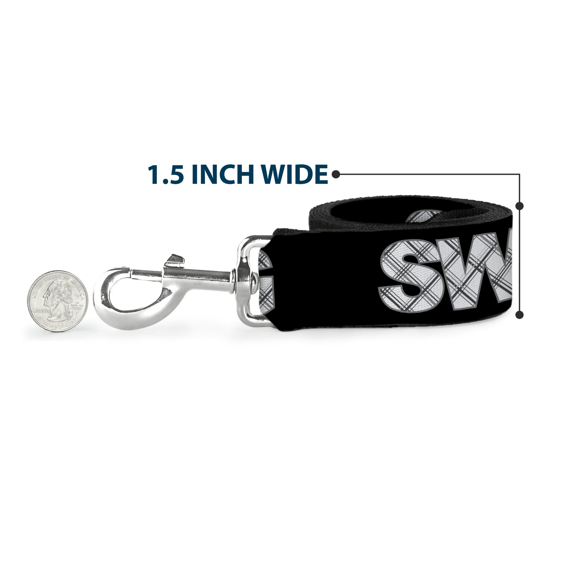 Dog Leash - SWAG Black/Plaid X White/Gray Dog Leashes Buckle-Down