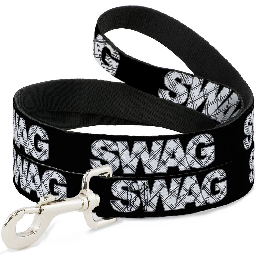 Dog Leash - SWAG Black/Plaid X White/Gray Dog Leashes Buckle-Down