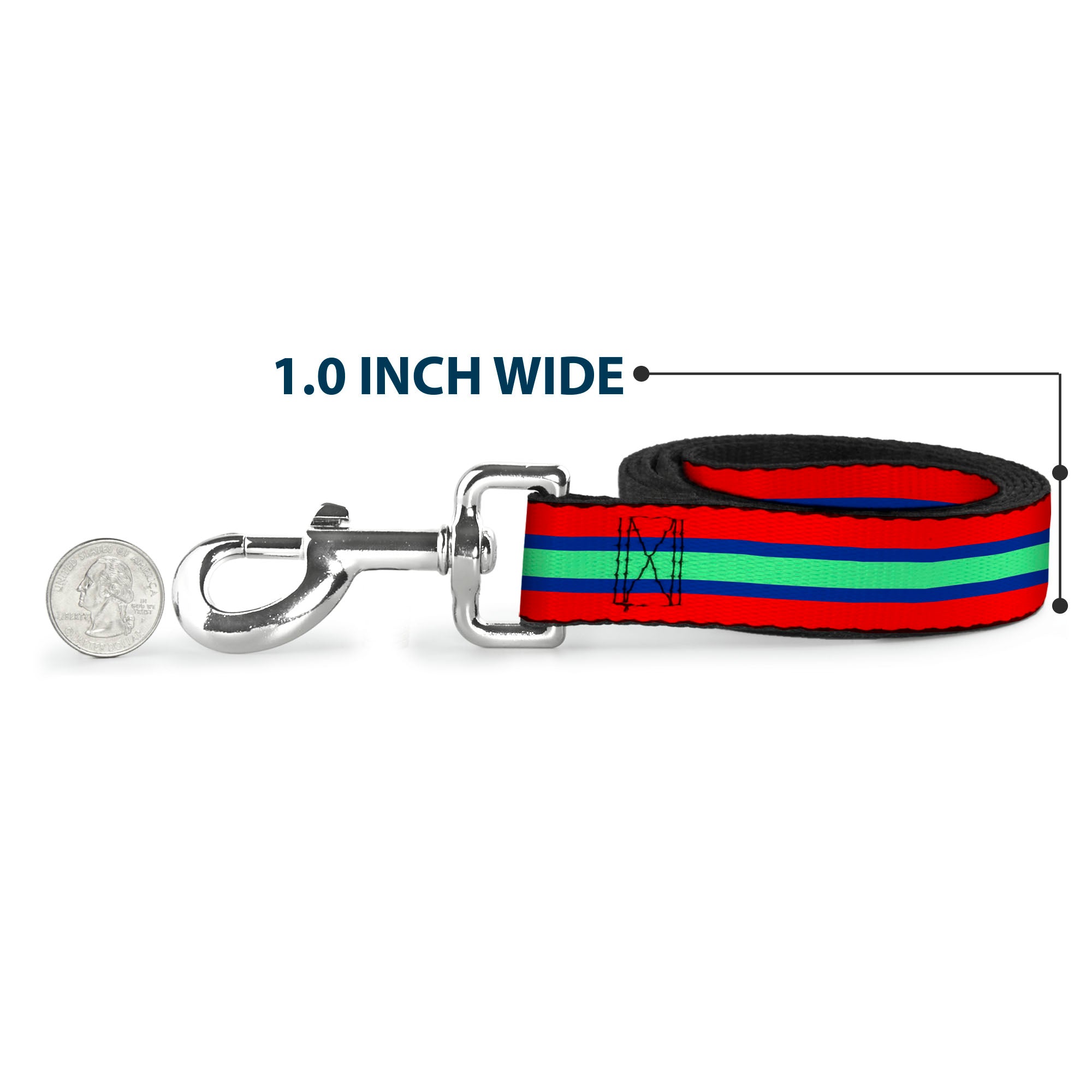 Dog Leash - Stripes Red/Blue/Green Dog Leashes Buckle-Down