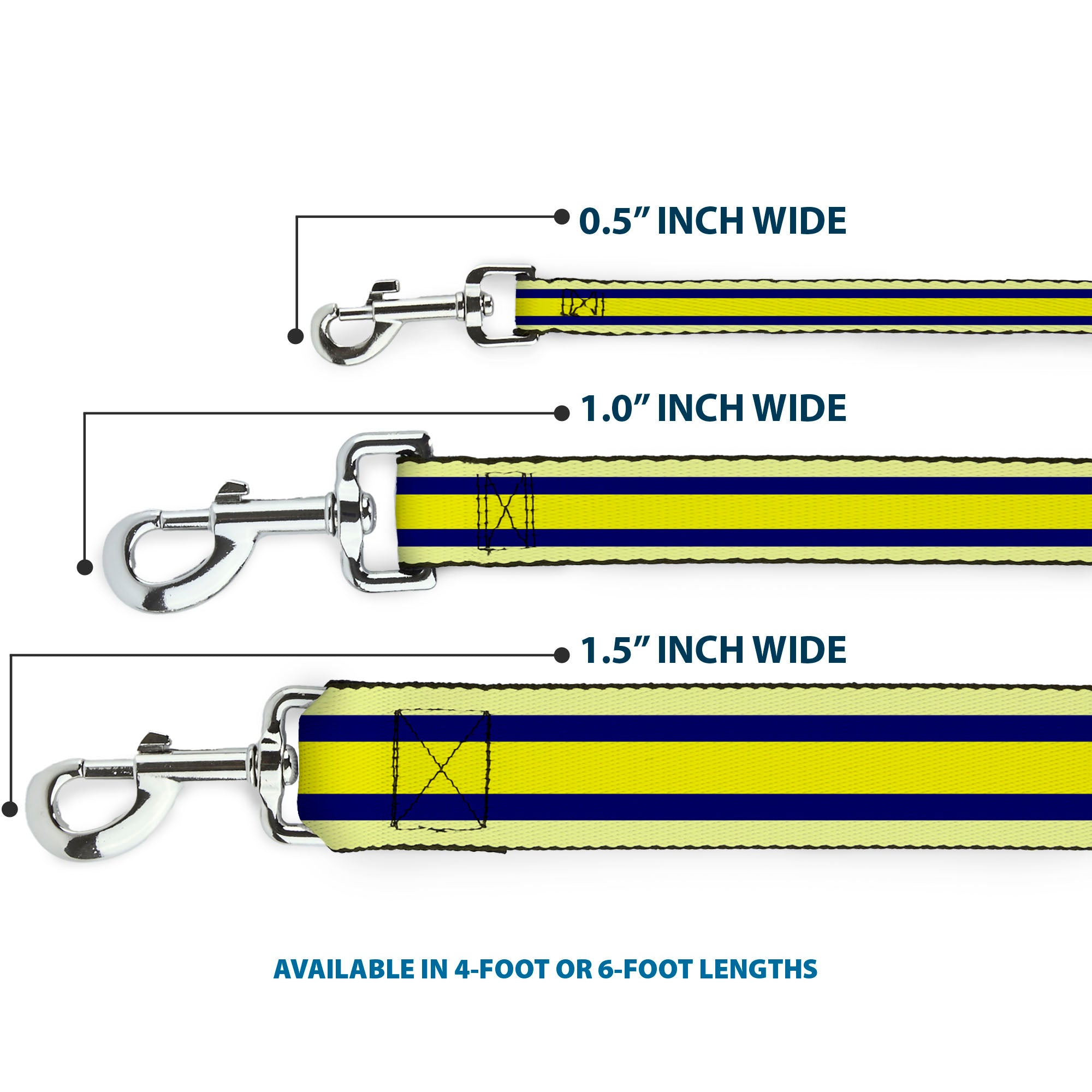 Dog Leash - Stripes Light Yellow/Navy/Yellow Dog Leashes Buckle-Down
