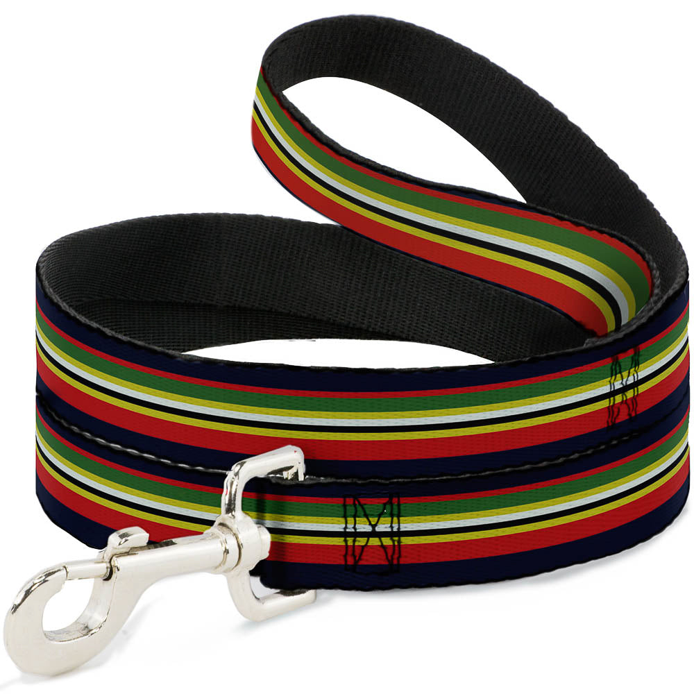 Dog Leash - Stripes Navy/Red/Yellow/Black/White/Green Dog Leashes Buckle-Down