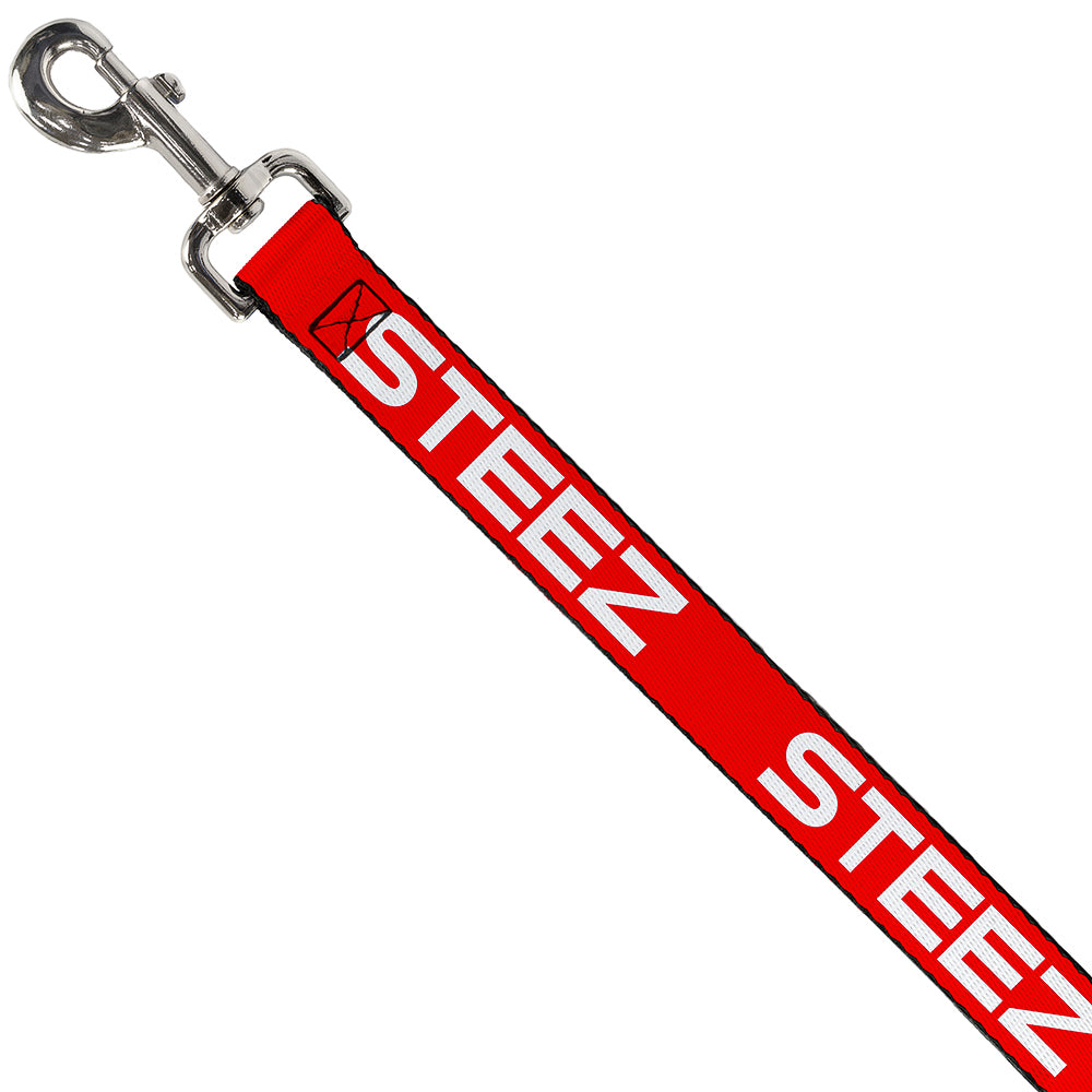 Dog Leash - STEEZ Flat Red/White Dog Leashes Buckle-Down