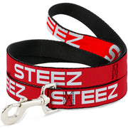 Dog Leash - STEEZ Flat Red/White Dog Leashes Buckle-Down