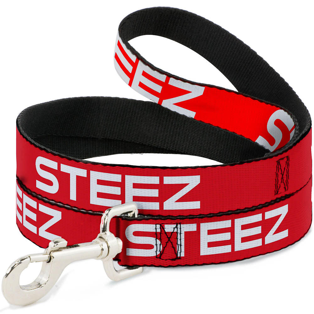 Dog Leash - STEEZ Flat Red/White Dog Leashes Buckle-Down