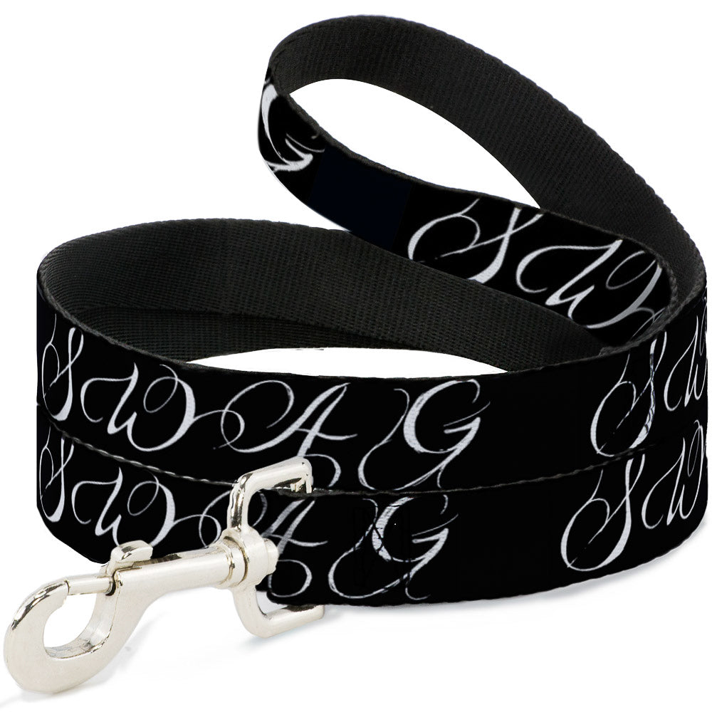 Dog Leash - SWAG Script Black/White Dog Leashes Buckle-Down